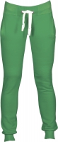 Pantalon en sweat pour femme avec bord-côte élastique en taille et bas de la jambe, coulisse en cordon blanc avec coutures en contraste et oillettes en métal, deux poches sur le devant avec bord-côte, coutures renforcées.