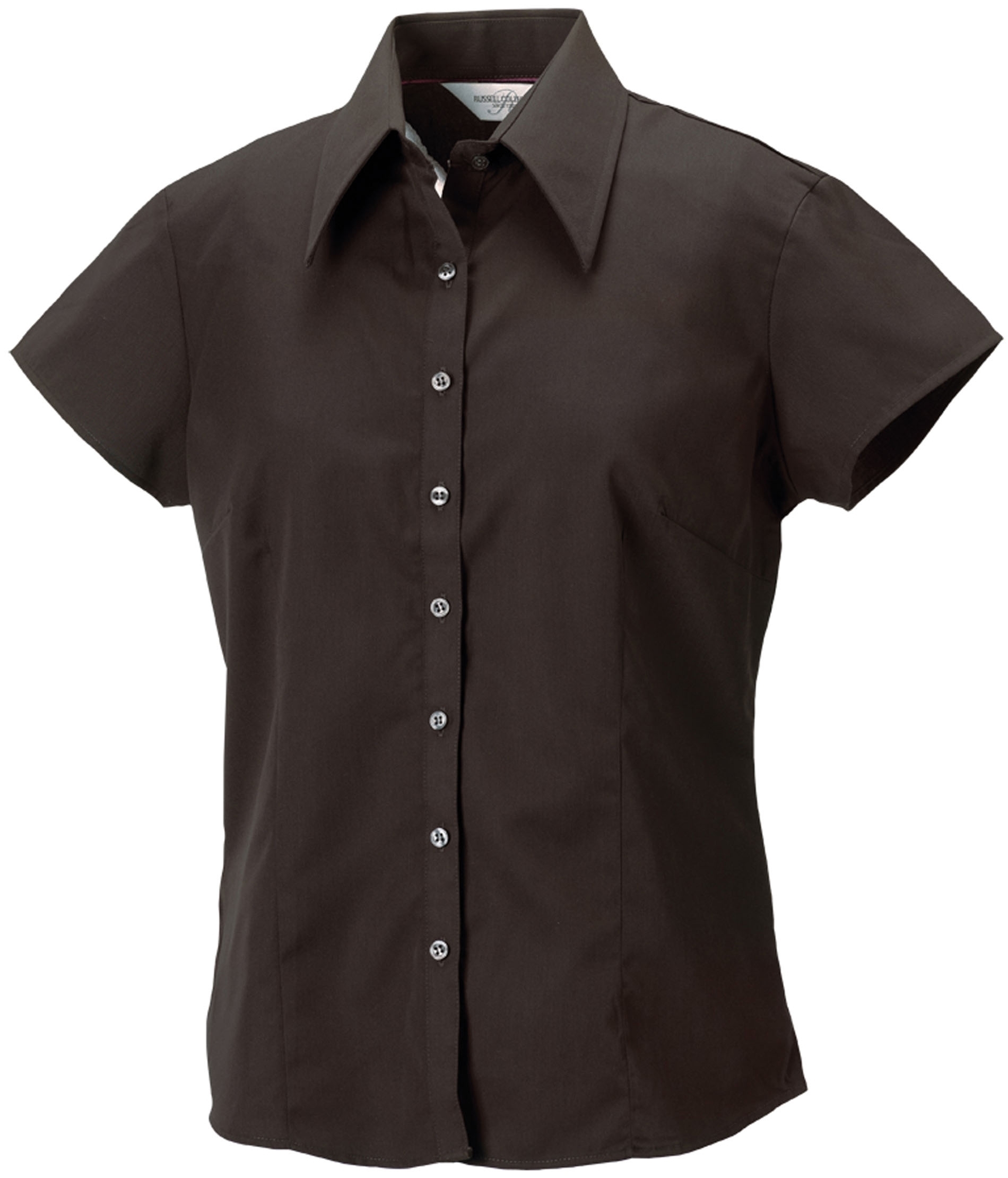 TENCEL LADIES SHIRT _Chemise femme cintrée avec mancherons en tencel® Chocolate Marron, à personnaliser avec le logo de votre club. TENCEL LADIES SHIRT _Chemise femme cintrée avec mancherons en tencel® Chocolate Marron