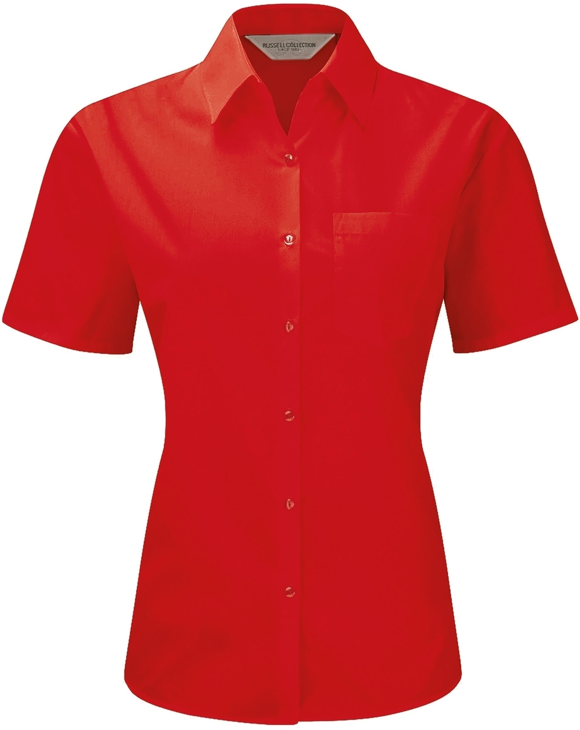 LADIES POPLIN SHIRT Chemise en popeline femme manches courtes Classic Red Rouge, à personnaliser avec le logo de votre club. LADIES POPLIN SHIRT Chemise en popeline femme manches courtes Classic Red Rouge