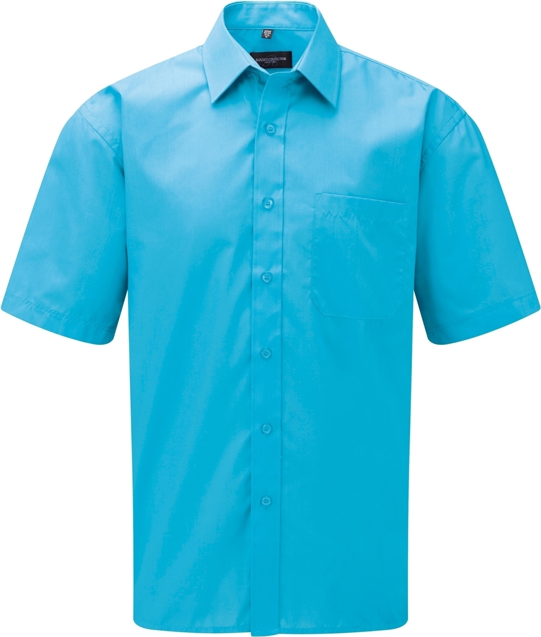 POPLIN SHIRT Chemise en popeline homme manches courtes Turquoise Bleu, à personnaliser avec le logo de votre club. POPLIN SHIRT Chemise en popeline homme manches courtes Turquoise Bleu