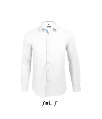 CHEMISE HOMME CINTRÉE MANCHES LONGUES BROKER Blanc / Ciel vif Blanc, à personnaliser avec le logo de votre club. CHEMISE HOMME CINTRÉE MANCHES LONGUES BROKER Blanc / Ciel vif Blanc