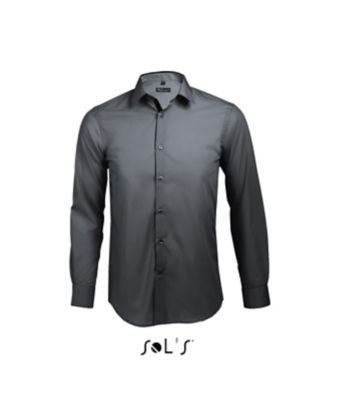 CHEMISE HOMME CINTRÉE MANCHES LONGUES BROKER Gris titanium / Noir Gris , à personnaliser avec le logo de votre club. CHEMISE HOMME CINTRÉE MANCHES LONGUES BROKER Gris titanium / Noir Gris