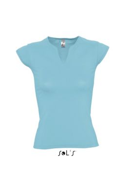 TEE-SHIRT FEMME COL FANTAISIE EMMANCHURES AMÉRICAINES MINT Bleu atoll Bleu , à personnaliser avec le logo de votre club. TEE-SHIRT FEMME COL FANTAISIE EMMANCHURES AMÉRICAINES MINT Bleu atoll Bleu