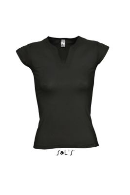 TEE-SHIRT FEMME COL FANTAISIE EMMANCHURES AMÉRICAINES MINT Noir Noir , à personnaliser avec le logo de votre club. TEE-SHIRT FEMME COL FANTAISIE EMMANCHURES AMÉRICAINES MINT Noir Noir