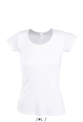 TEE-SHIRT FEMME COL ROND MOODY Blanc Blanc, à personnaliser avec le logo de votre club. TEE-SHIRT FEMME COL ROND MOODY Blanc Blanc