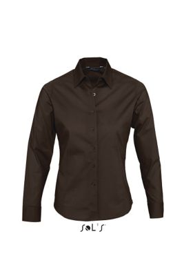 CHEMISE FEMME STRETCH MANCHES LONGUES EDEN Brun Marron , à personnaliser avec le logo de votre club. CHEMISE FEMME STRETCH MANCHES LONGUES EDEN Brun Marron