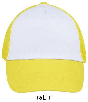CASQUETTE FILET 5 PANNEAUX BULL Blanc / Citron Blanc, à personnaliser avec le logo de votre club. CASQUETTE FILET 5 PANNEAUX BULL Blanc / Citron Blanc