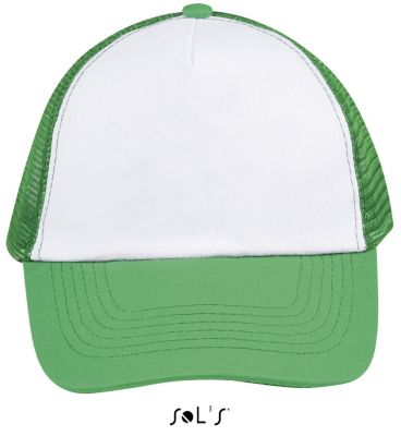 CASQUETTE FILET 5 PANNEAUX BULL Blanc / Vert prairie Blanc, à personnaliser avec le logo de votre club. CASQUETTE FILET 5 PANNEAUX BULL Blanc / Vert prairie Blanc