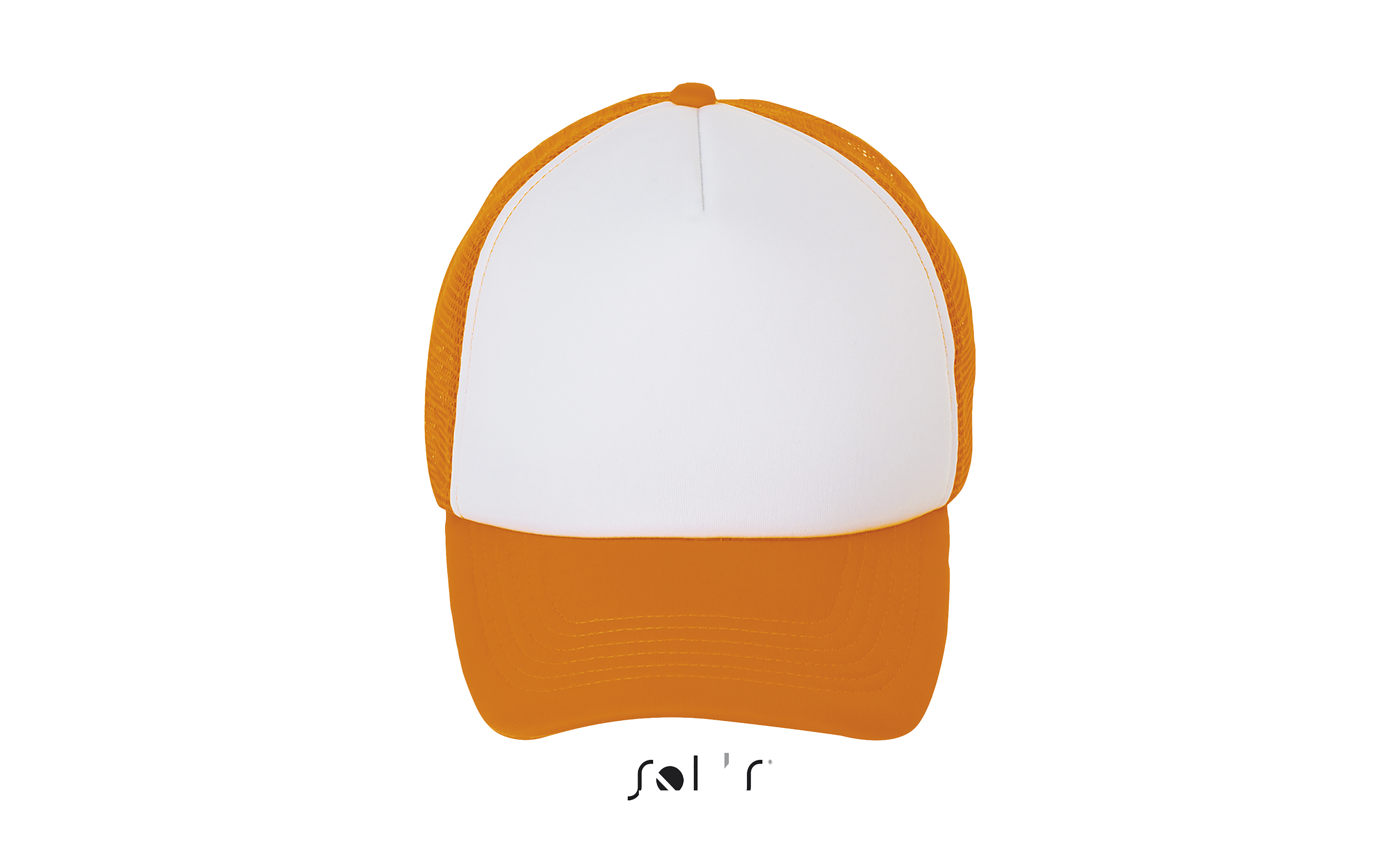 CASQUETTE FILET 5 PANNEAUX BUBBLE Blanc / Orange fluo Blanc, à personnaliser avec le logo de votre club. CASQUETTE FILET 5 PANNEAUX BUBBLE Blanc / Orange fluo Blanc