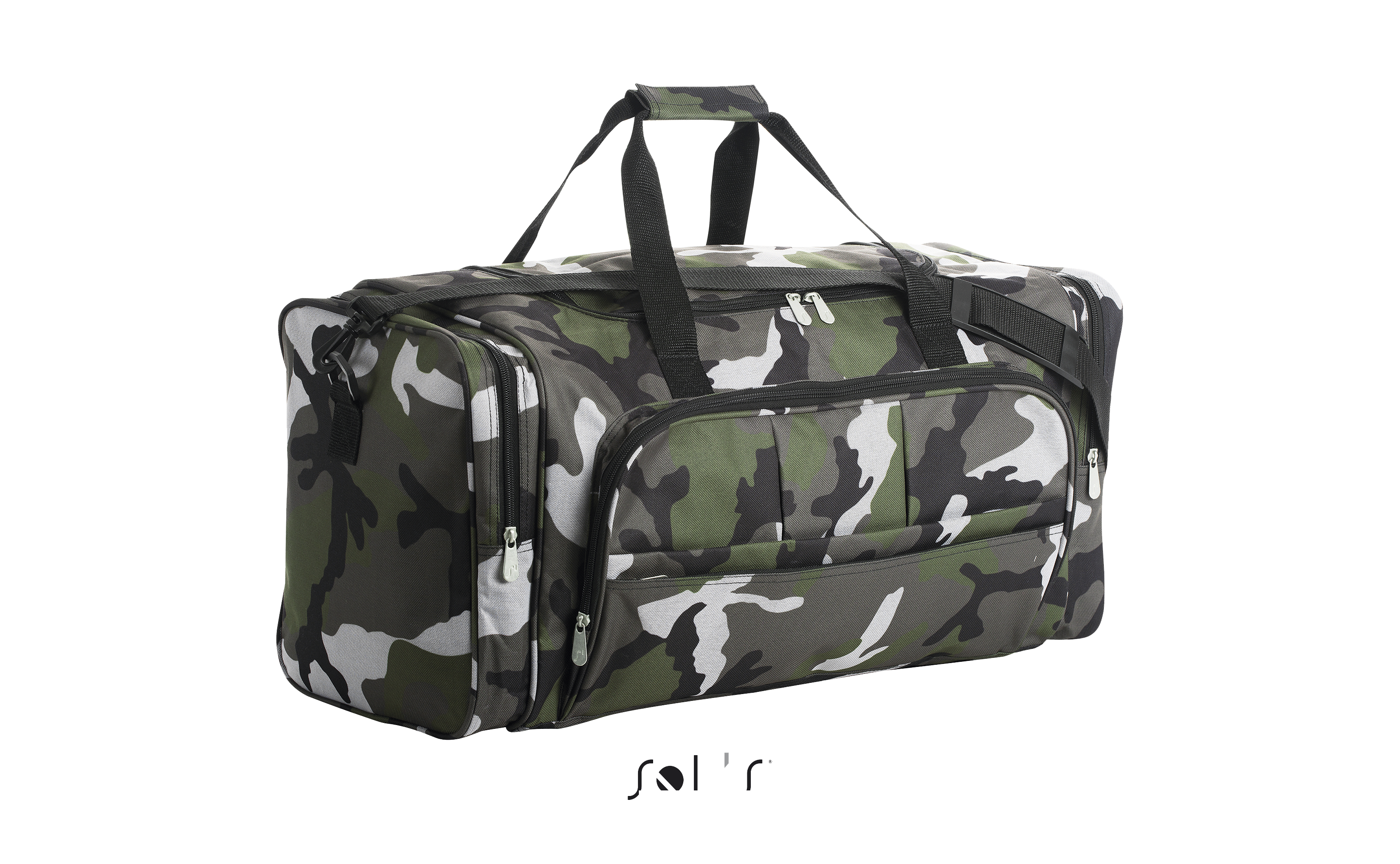 SAC DE VOYAGE MULTI-POCHES EN POLYESTER 600D WEEK-END Camo Vert , à personnaliser avec le logo de votre club. SAC DE VOYAGE MULTI-POCHES EN POLYESTER 600D WEEK-END Camo Vert