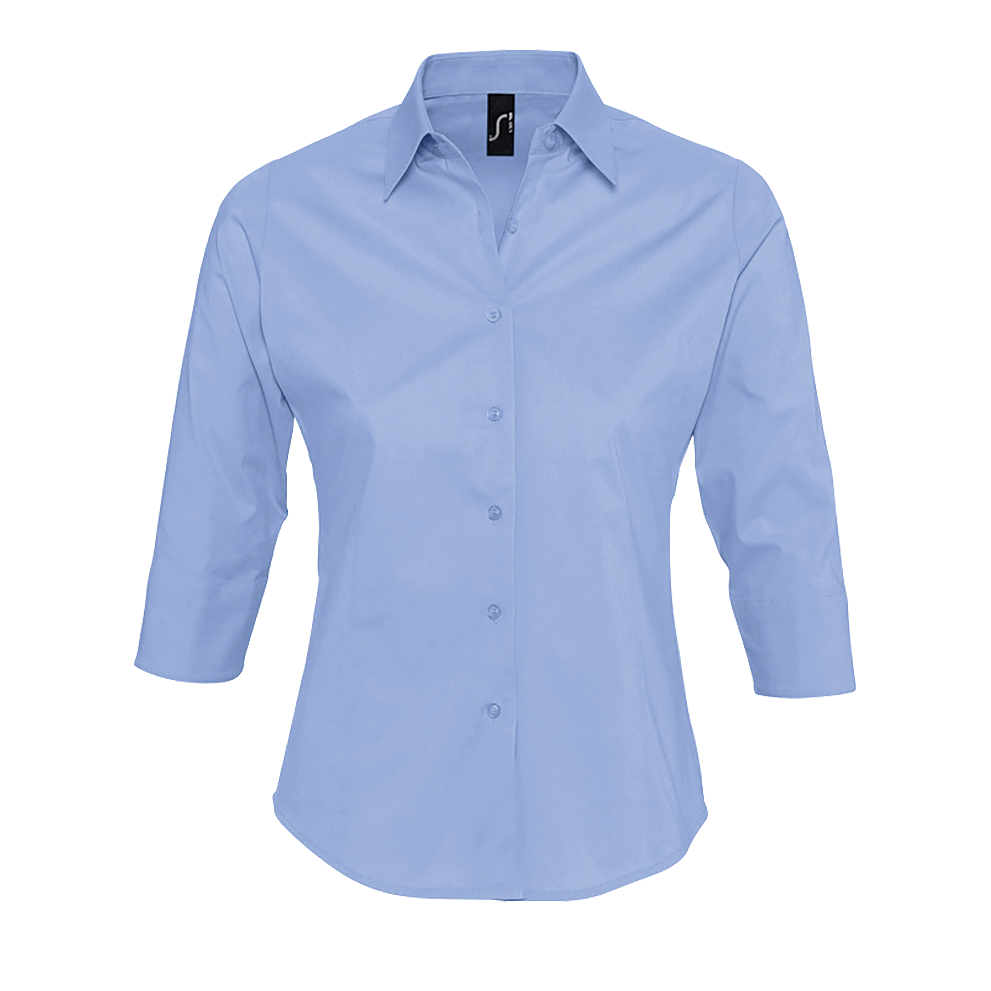 CHEMISE FEMME STRETCH MANCHES 3/4 EFFECT Ciel vif Bleu , à personnaliser avec le logo de votre club. CHEMISE FEMME STRETCH MANCHES 3/4 EFFECT Ciel vif Bleu