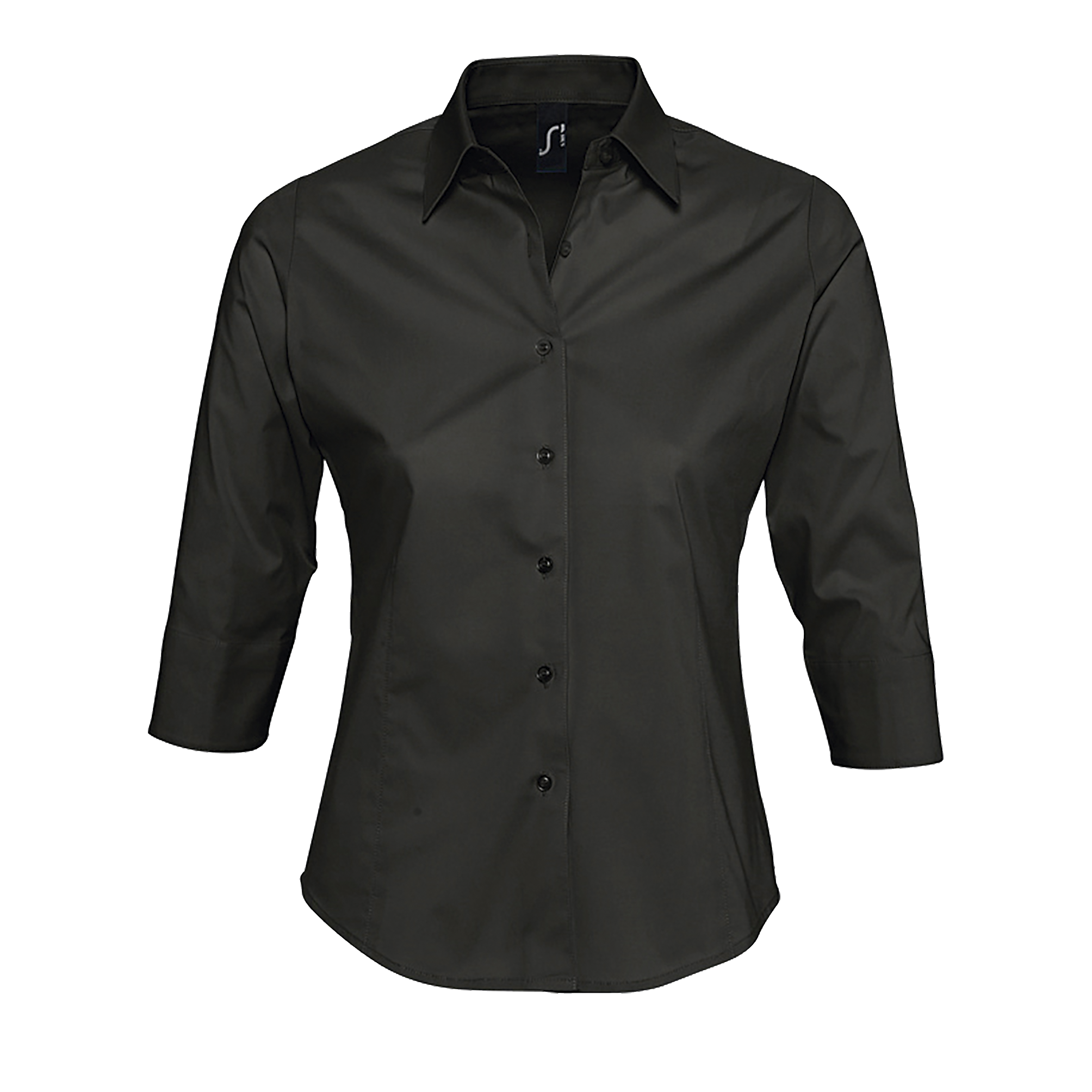 CHEMISE FEMME STRETCH MANCHES 3/4 EFFECT Noir Noir , à personnaliser avec le logo de votre club. CHEMISE FEMME STRETCH MANCHES 3/4 EFFECT Noir Noir
