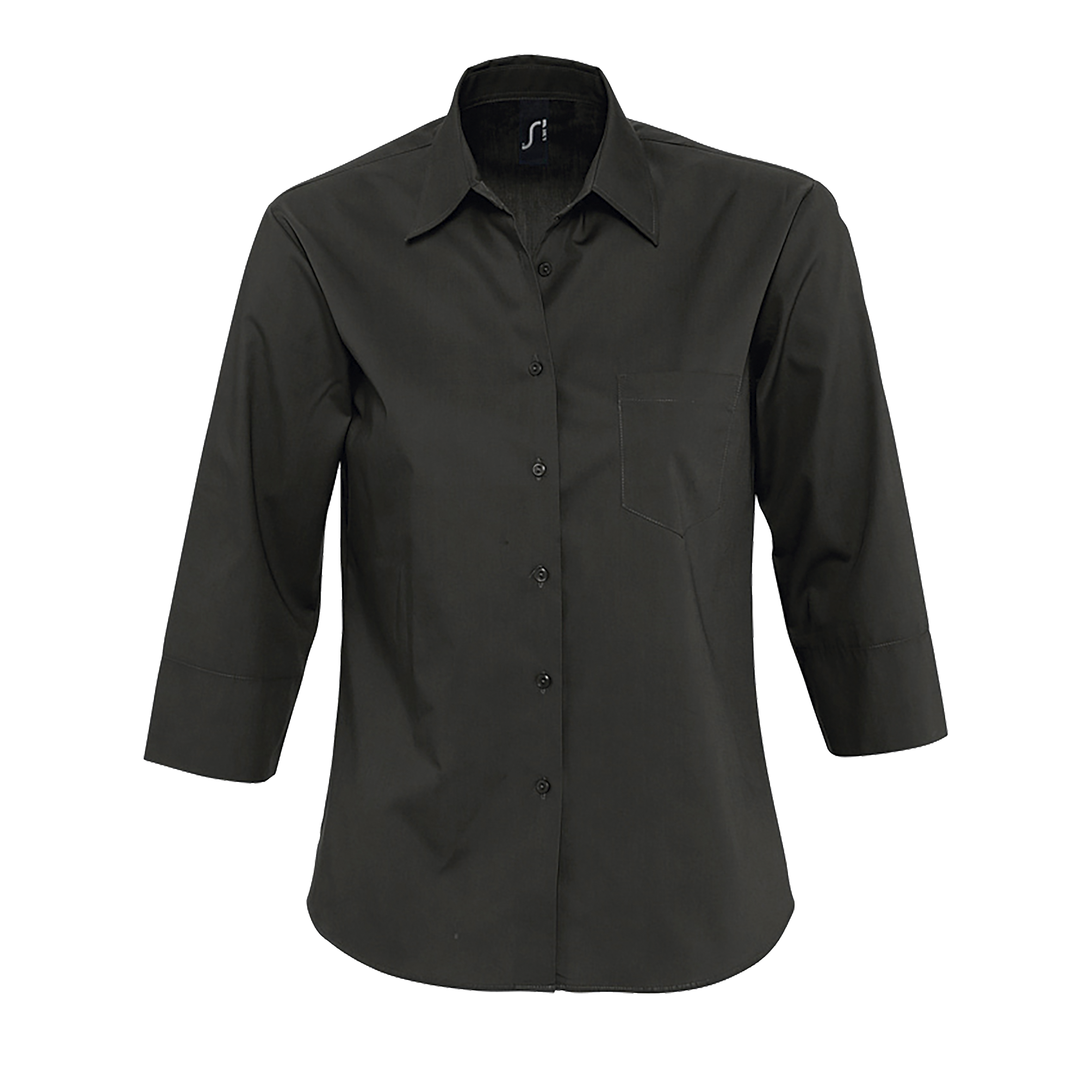 CHEMISE FEMME POPELINE MANCHES 3/4 ETERNITY Noir Noir , à personnaliser avec le logo de votre club. CHEMISE FEMME POPELINE MANCHES 3/4 ETERNITY Noir Noir