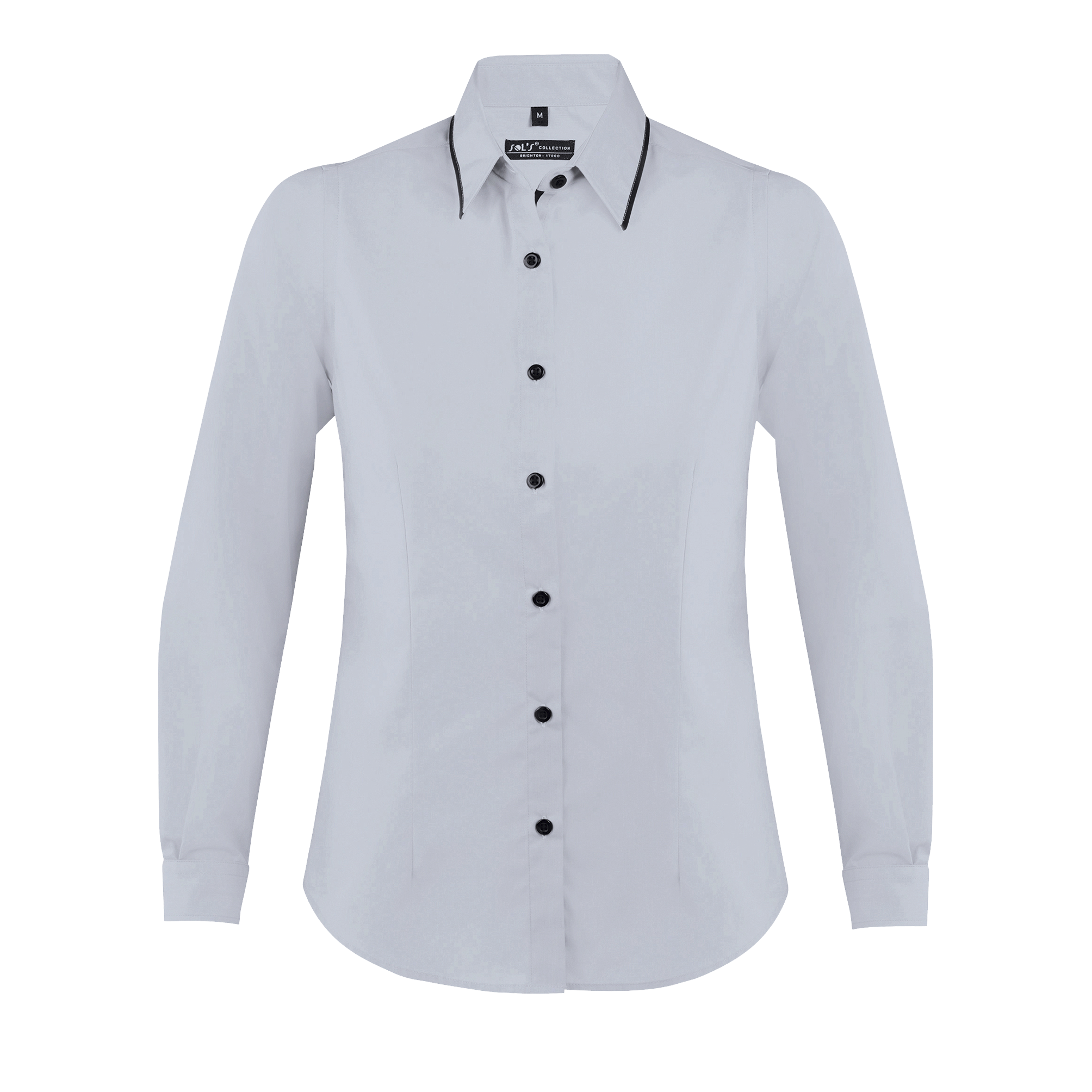 CHEMISE FEMME CINTRÉE MANCHES LONGUES BAXTER WOMEN Gris opale / Noir Gris , à personnaliser avec le logo de votre club. CHEMISE FEMME CINTRÉE MANCHES LONGUES BAXTER WOMEN Gris opale / Noir Gris