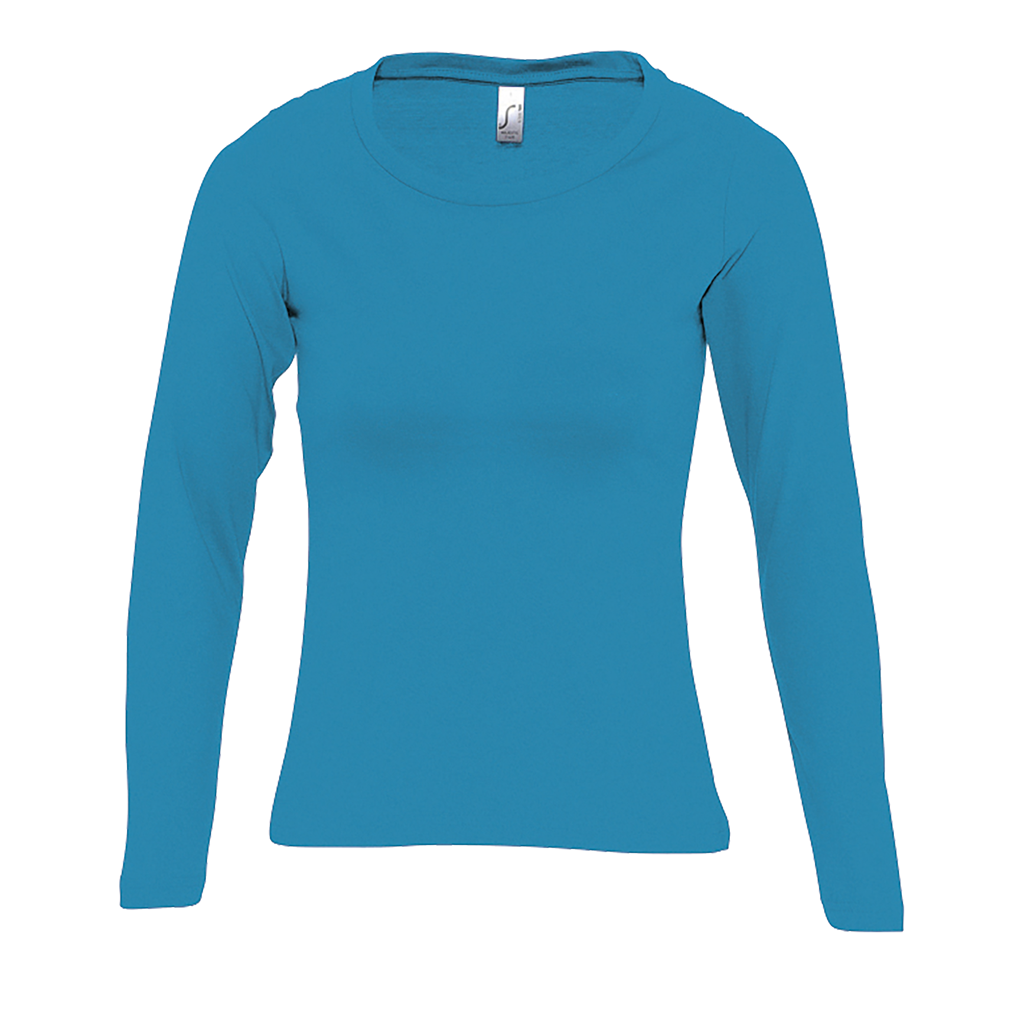 TEE-SHIRT FEMME COL ROND MANCHES LONGUES MAJESTIC Aqua Bleu , à personnaliser avec le logo de votre club. TEE-SHIRT FEMME COL ROND MANCHES LONGUES MAJESTIC Aqua Bleu