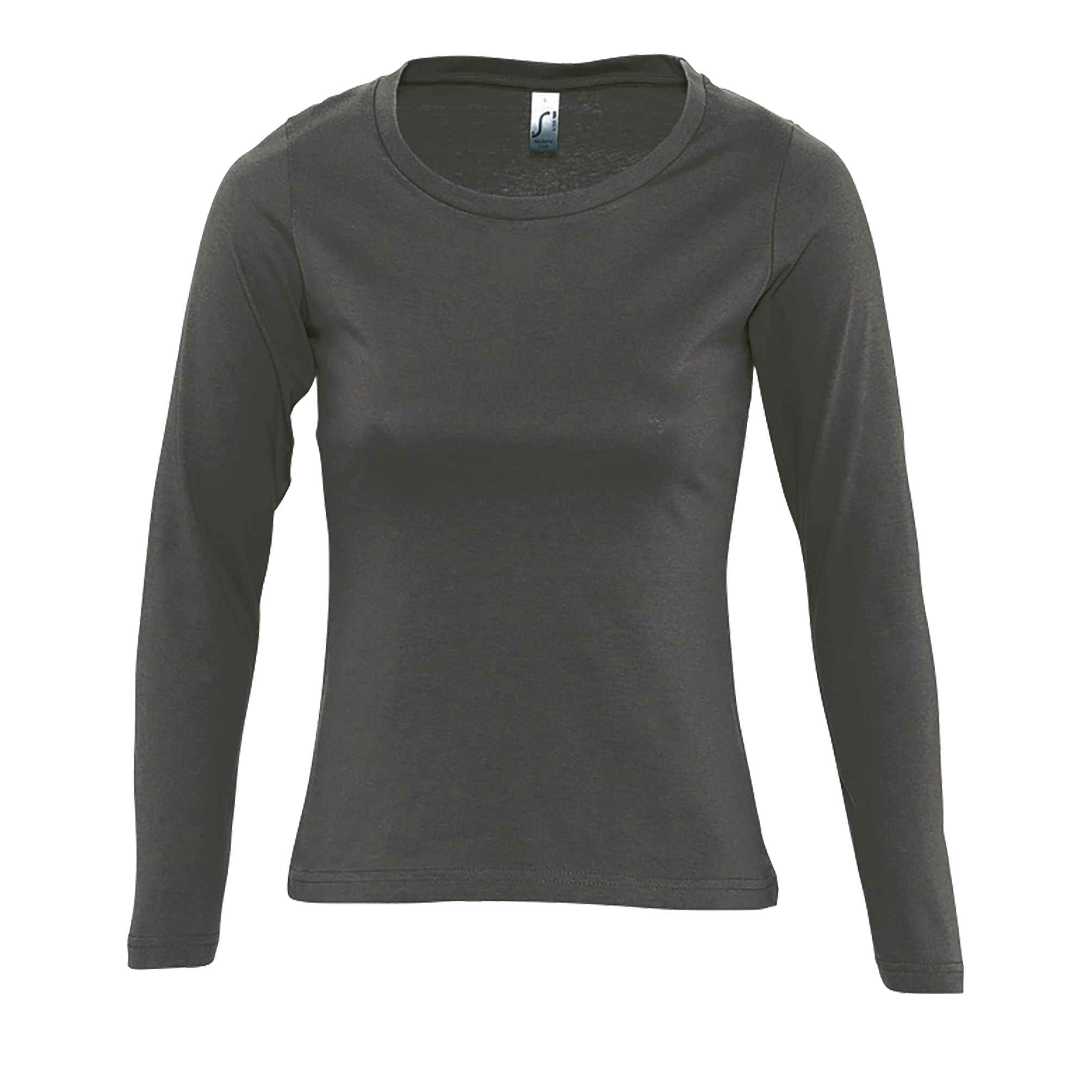 TEE-SHIRT FEMME COL ROND MANCHES LONGUES MAJESTIC Gris fonc Gris , à personnaliser avec le logo de votre club. TEE-SHIRT FEMME COL ROND MANCHES LONGUES MAJESTIC Gris fonc Gris