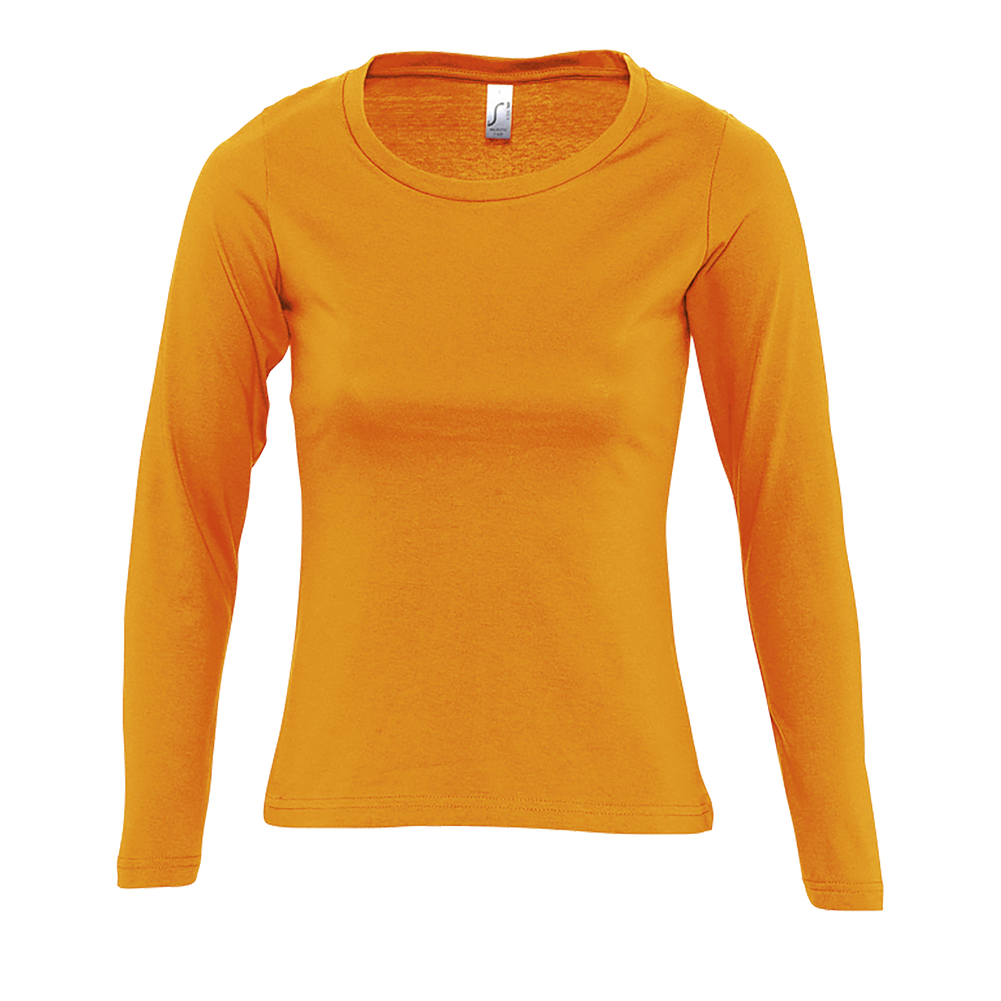 TEE-SHIRT FEMME COL ROND MANCHES LONGUES MAJESTIC Orange Orange , à personnaliser avec le logo de votre club. TEE-SHIRT FEMME COL ROND MANCHES LONGUES MAJESTIC Orange Orange