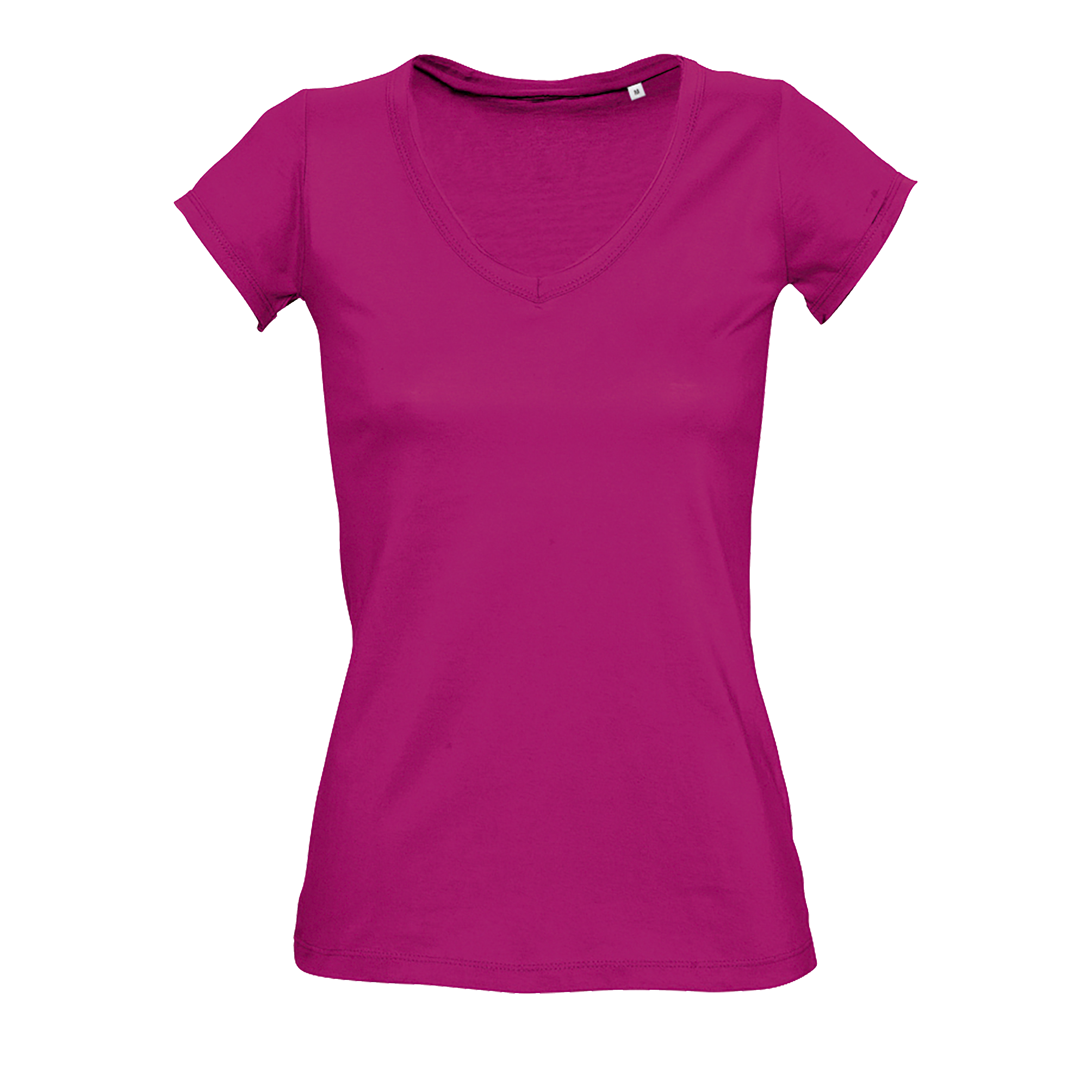 TEE-SHIRT FEMME COL “V’’ FINITIONS BORDS FRANCS ROULOTTÉS MILD Fuchsia Rose , à personnaliser avec le logo de votre club. TEE-SHIRT FEMME COL “V’’ FINITIONS BORDS FRANCS ROULOTTÉS MILD Fuchsia Rose