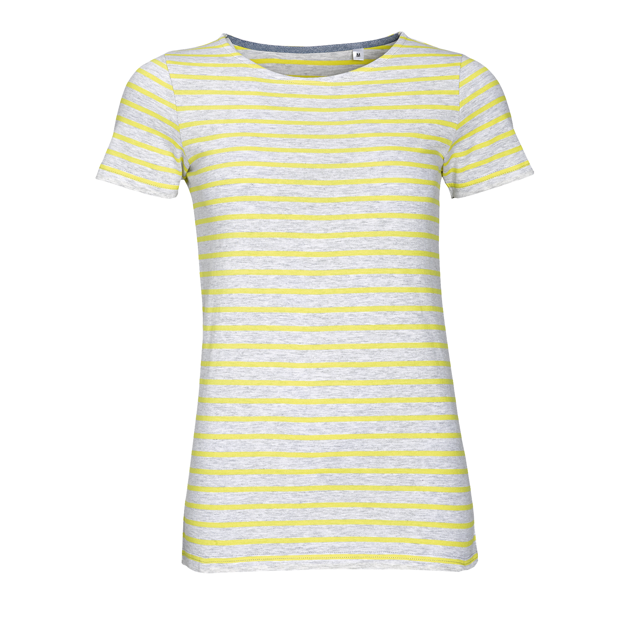 TEE-SHIRT FEMME COL ROND RAYÉ MILES WOMEN Blanc chin Blanc