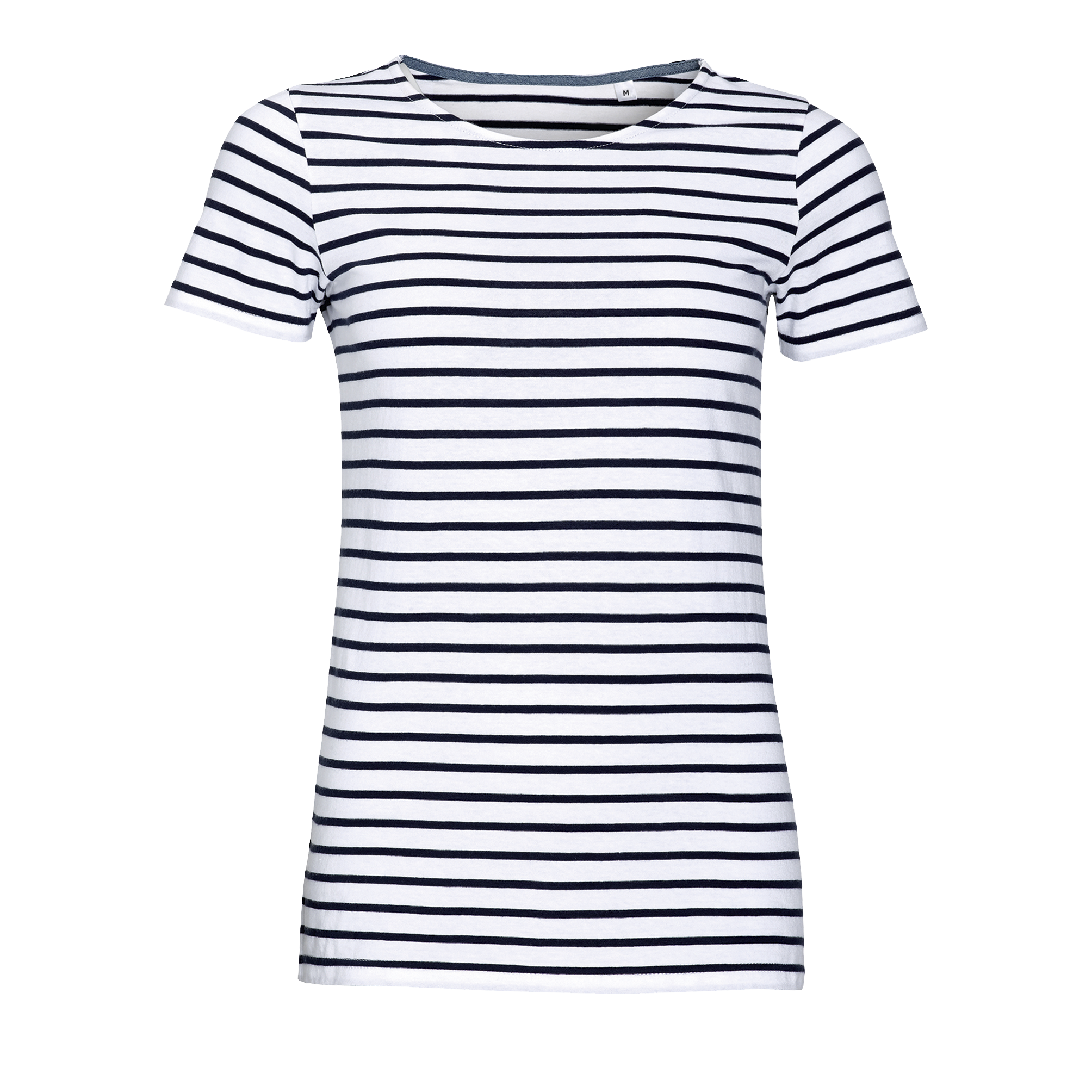 TEE-SHIRT FEMME COL ROND RAYÉ MILES WOMEN Blanc / Marine Blanc, à personnaliser avec le logo de votre club. TEE-SHIRT FEMME COL ROND RAYÉ MILES WOMEN Blanc / Marine Blanc
