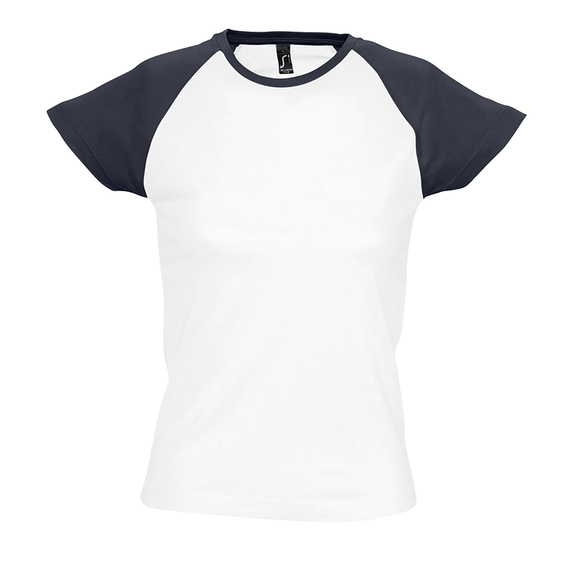 TEE-SHIRT FEMME BICOLORE MANCHES RAGLAN MILKY Blanc / Marine Blanc, à personnaliser avec le logo de votre club. TEE-SHIRT FEMME BICOLORE MANCHES RAGLAN MILKY Blanc / Marine Blanc