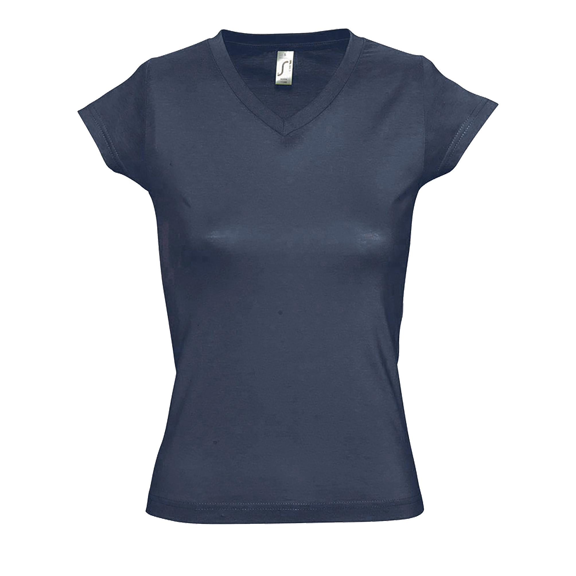 TEE-SHIRT FEMME COL “V” MOON Denim Bleu , à personnaliser avec le logo de votre club. TEE-SHIRT FEMME COL “V” MOON Denim Bleu