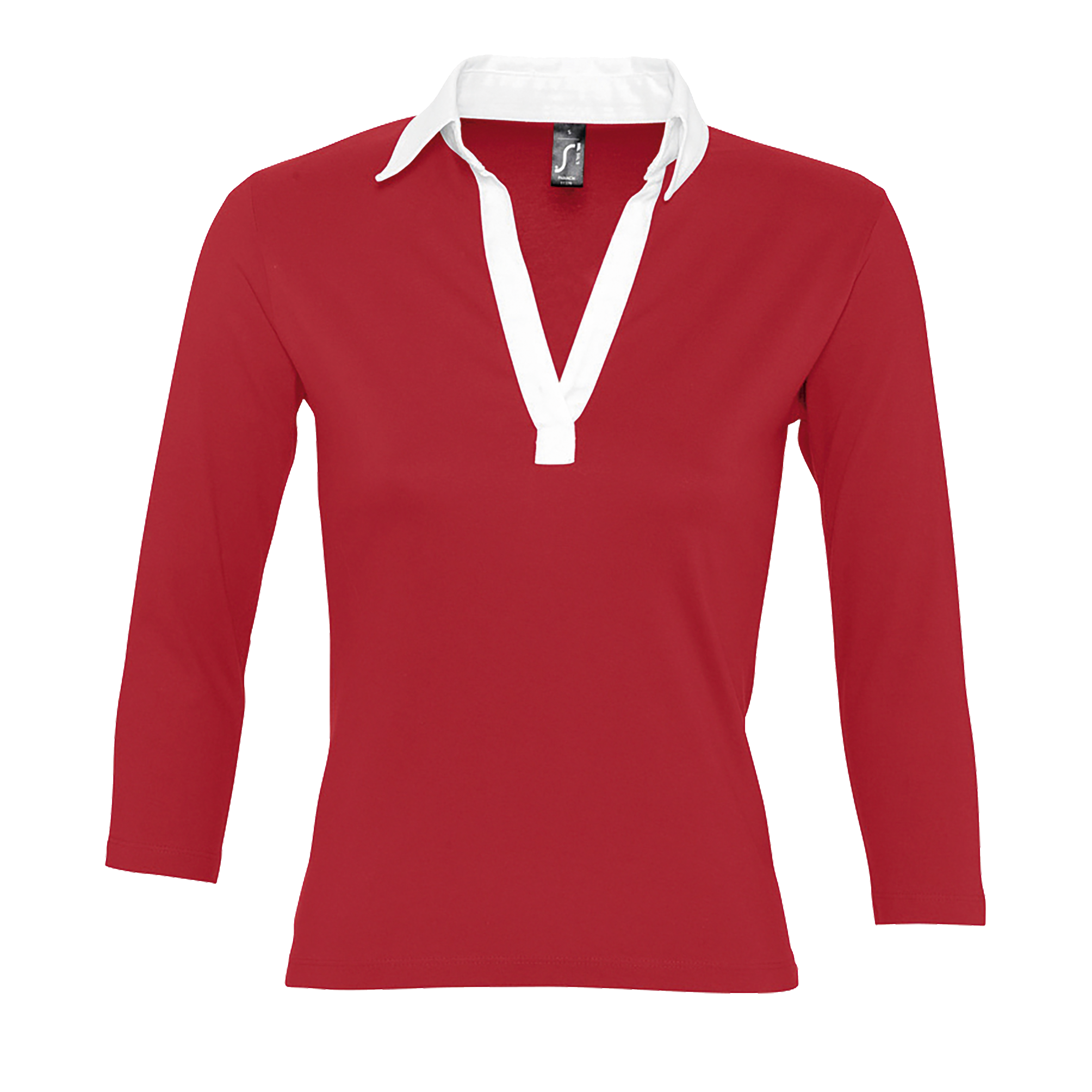 POLO RUGBY BICOLORE FEMME MANCHES 3/4 PANACH Rouge carmin Rouge, à personnaliser avec le logo de votre club. POLO RUGBY BICOLORE FEMME MANCHES 3/4 PANACH Rouge carmin Rouge