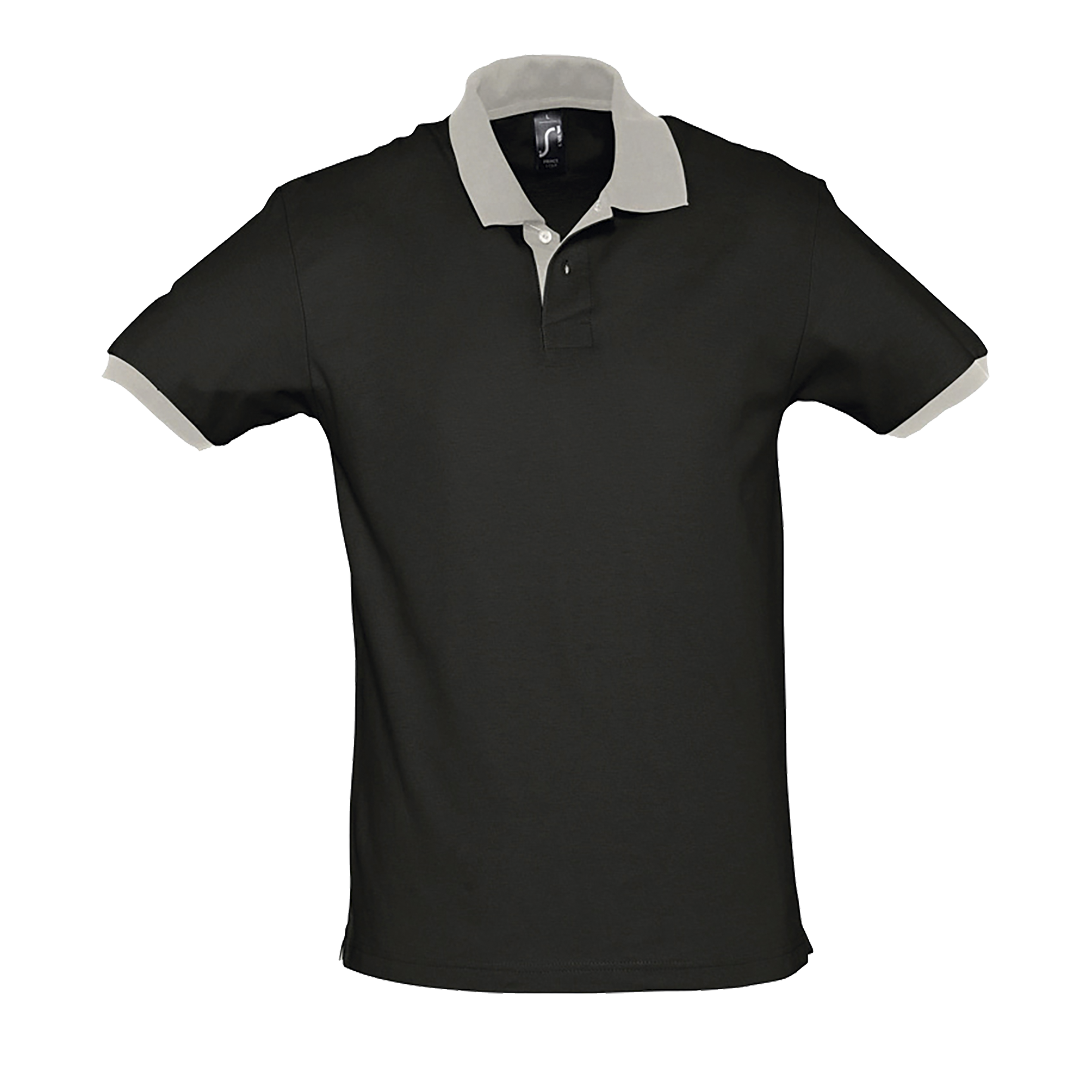 POLO UNISEXE PRINCE Noir / Gris Noir , à personnaliser avec le logo de votre club. POLO UNISEXE PRINCE Noir / Gris Noir