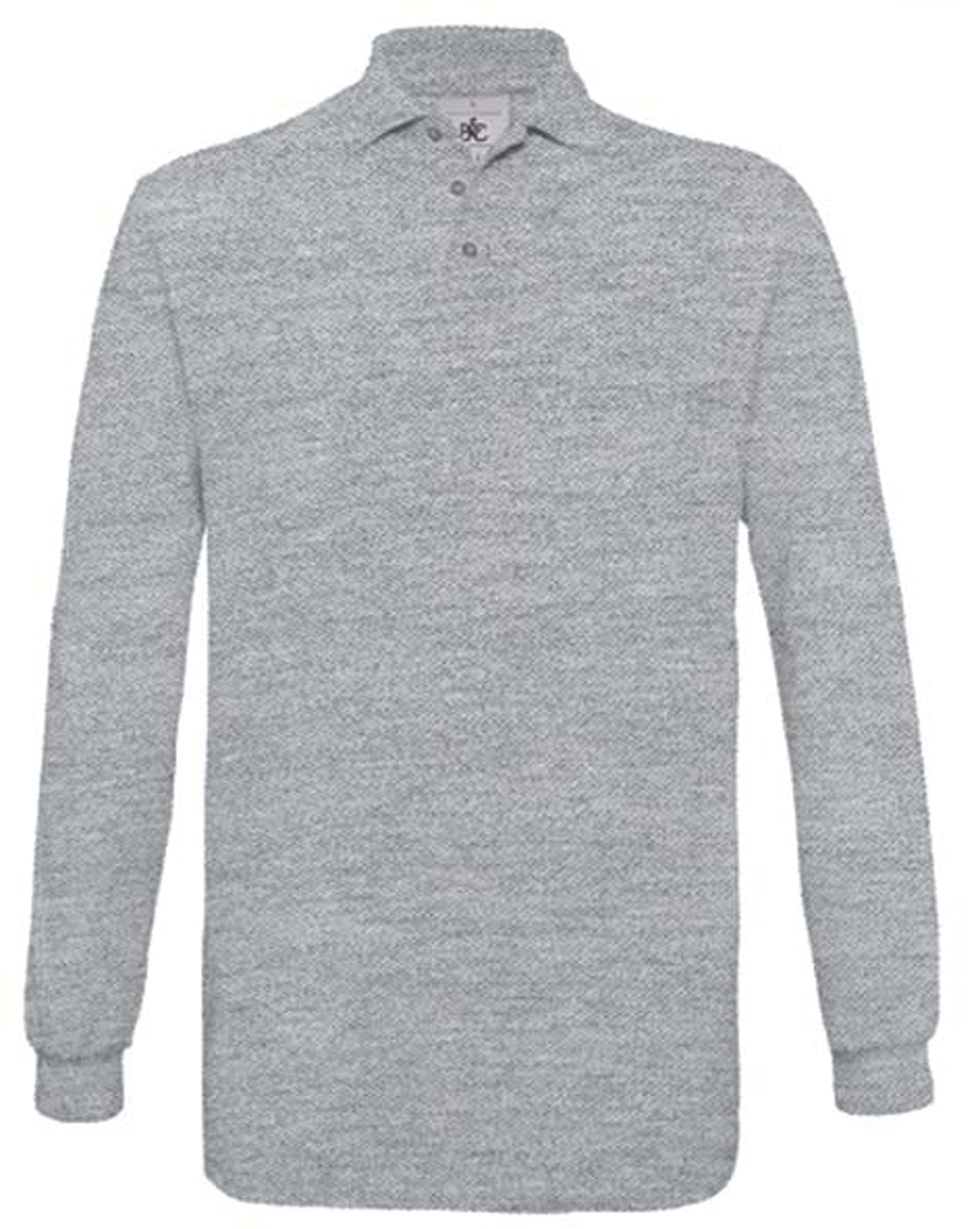 POLO HOMME SAFRAN MANCHES LONGUES Heather Grey Gris, Ã personnaliser avec le logo de votre club. POLO HOMME SAFRAN MANCHES LONGUES Heather Grey Gris