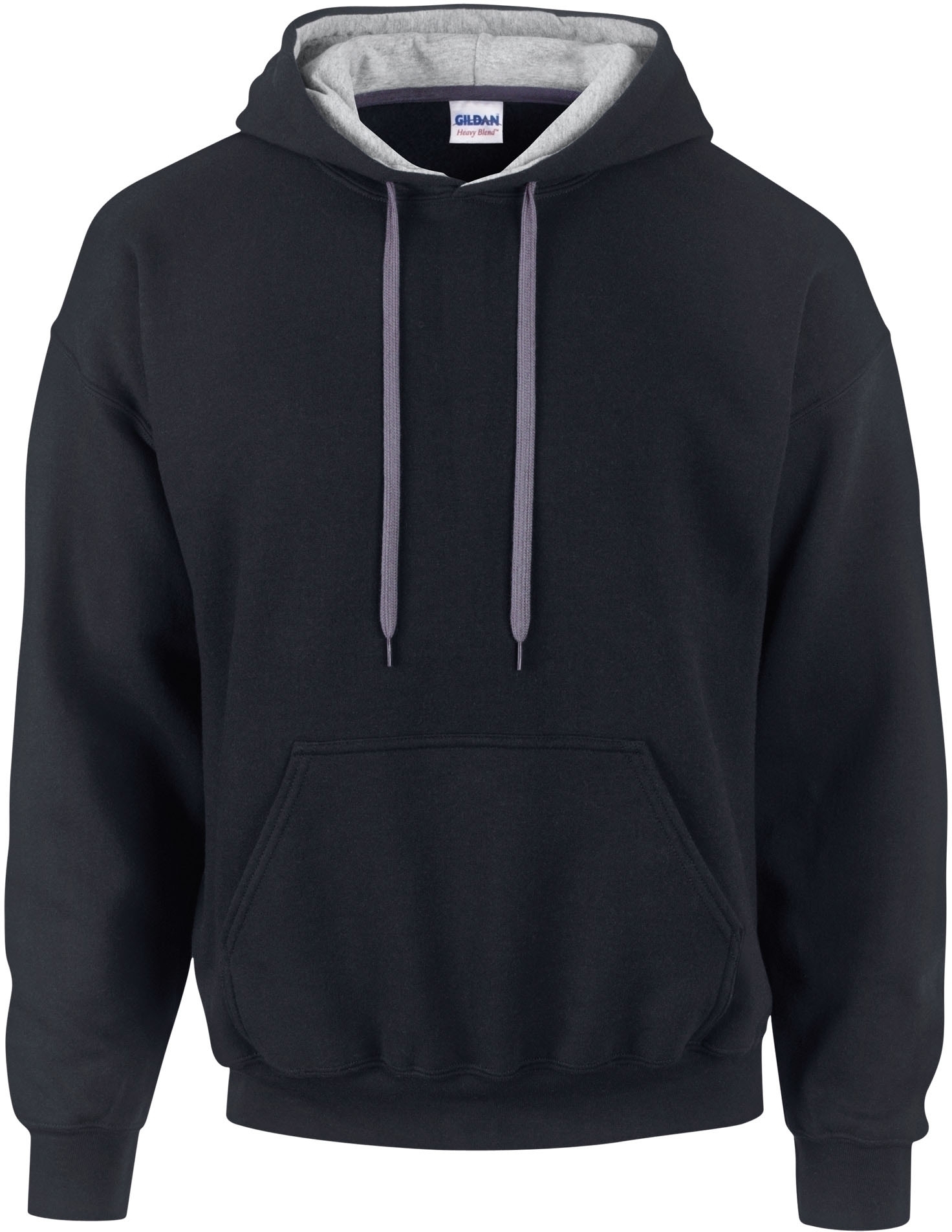 SWEAT-SHIRT CAPUCHE CONSTRASTÉE HEAVY BLEND™ Black / Sport Grey Noir, à personnaliser avec le logo de votre club. SWEAT-SHIRT CAPUCHE CONSTRASTÉE HEAVY BLEND™ Black / Sport Grey Noir