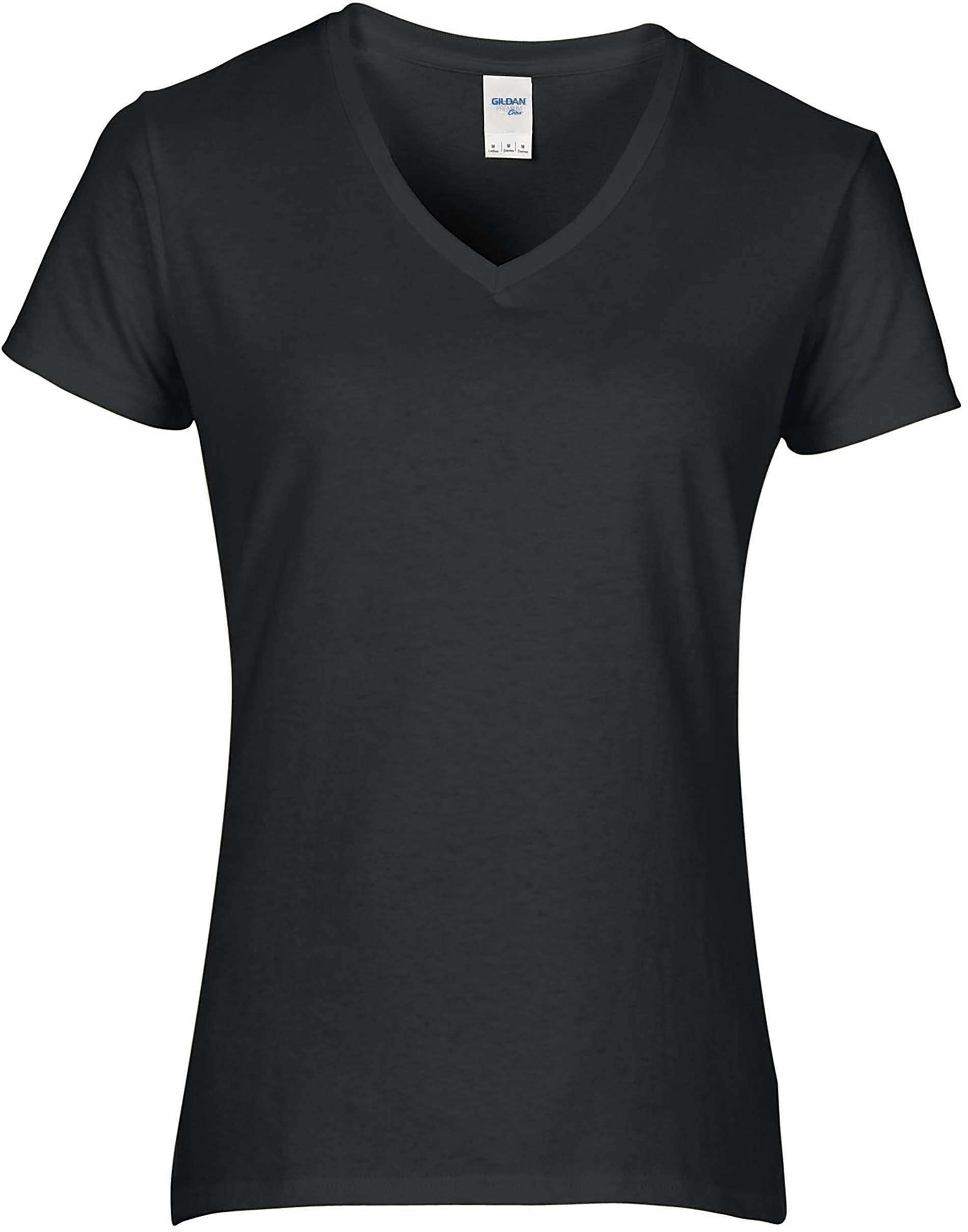 T-shirt Femme Col V Premium Black Noir, à personnaliser avec le logo de votre club. T-shirt Femme Col V Premium Black Noir