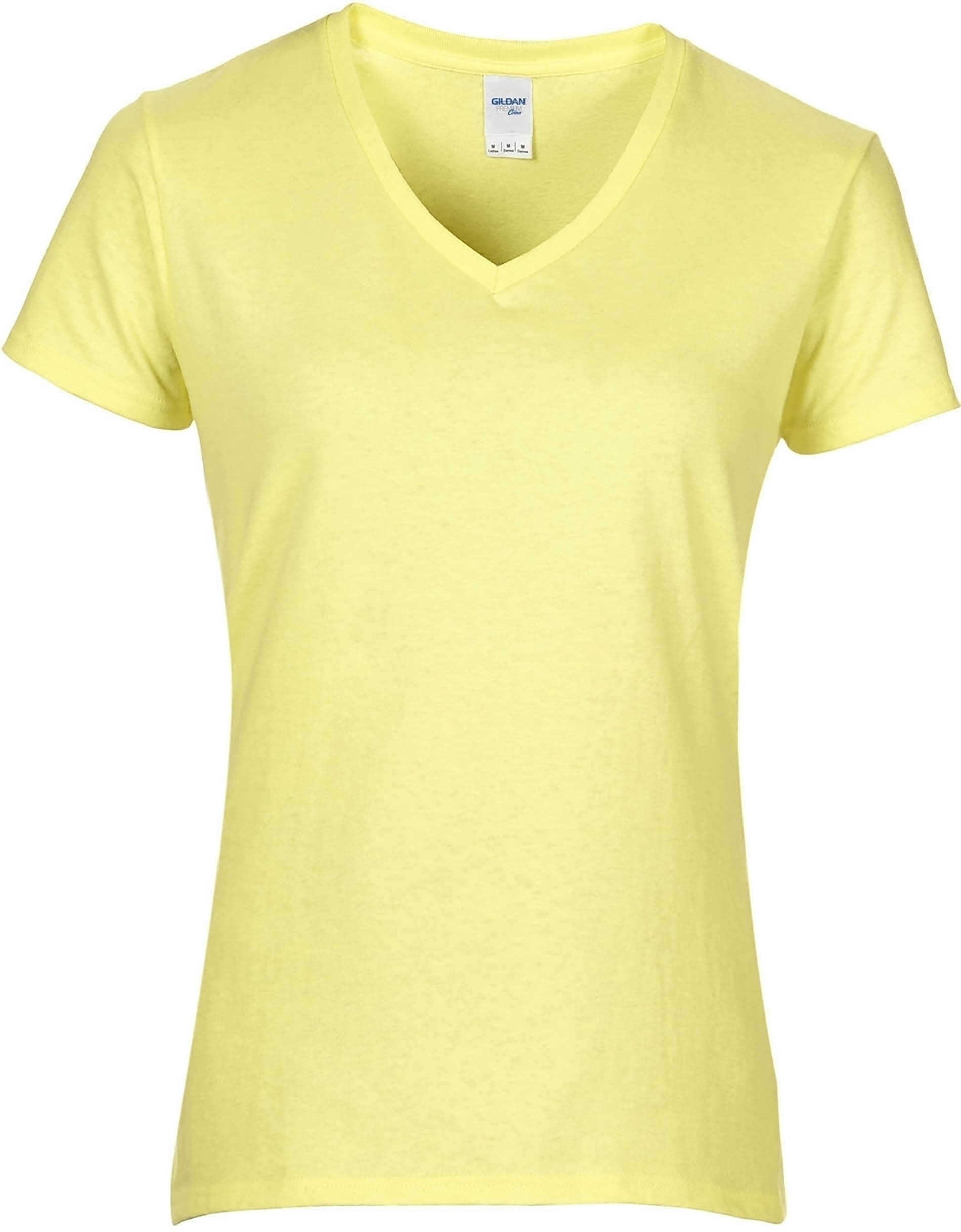 T-shirt Femme Col V Premium Corn Silk Jaune, à personnaliser avec le logo de votre club. T-shirt Femme Col V Premium Corn Silk Jaune