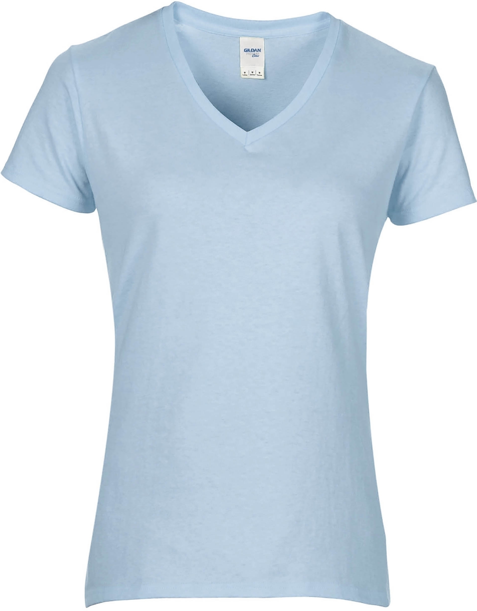T-shirt Femme Col V Premium Light Blue Bleu, à personnaliser avec le logo de votre club. T-shirt Femme Col V Premium Light Blue Bleu