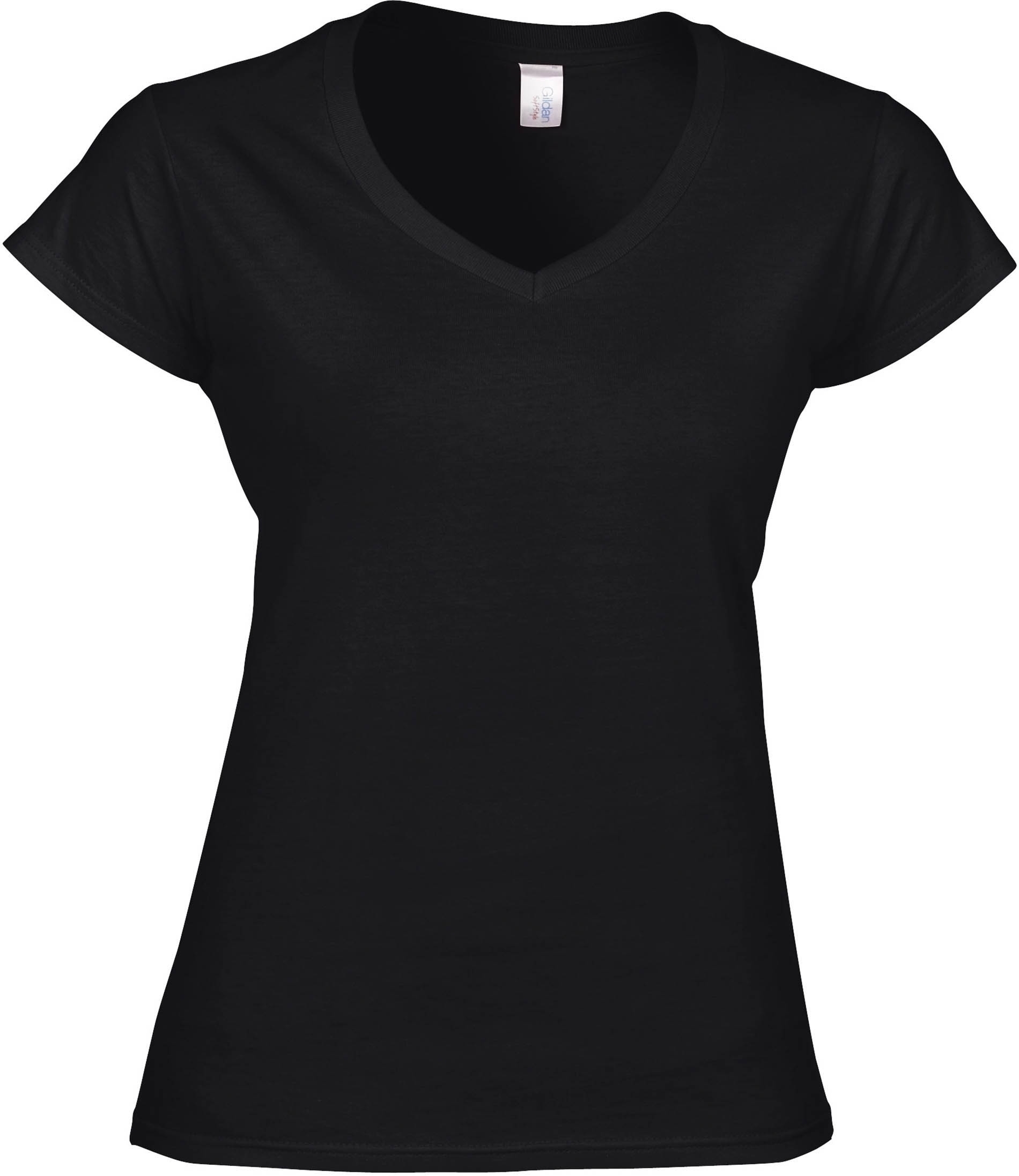 T-SHIRT FEMME COL V SOFTSTYLE Black Noir, à personnaliser avec le logo de votre club. T-SHIRT FEMME COL V SOFTSTYLE Black Noir