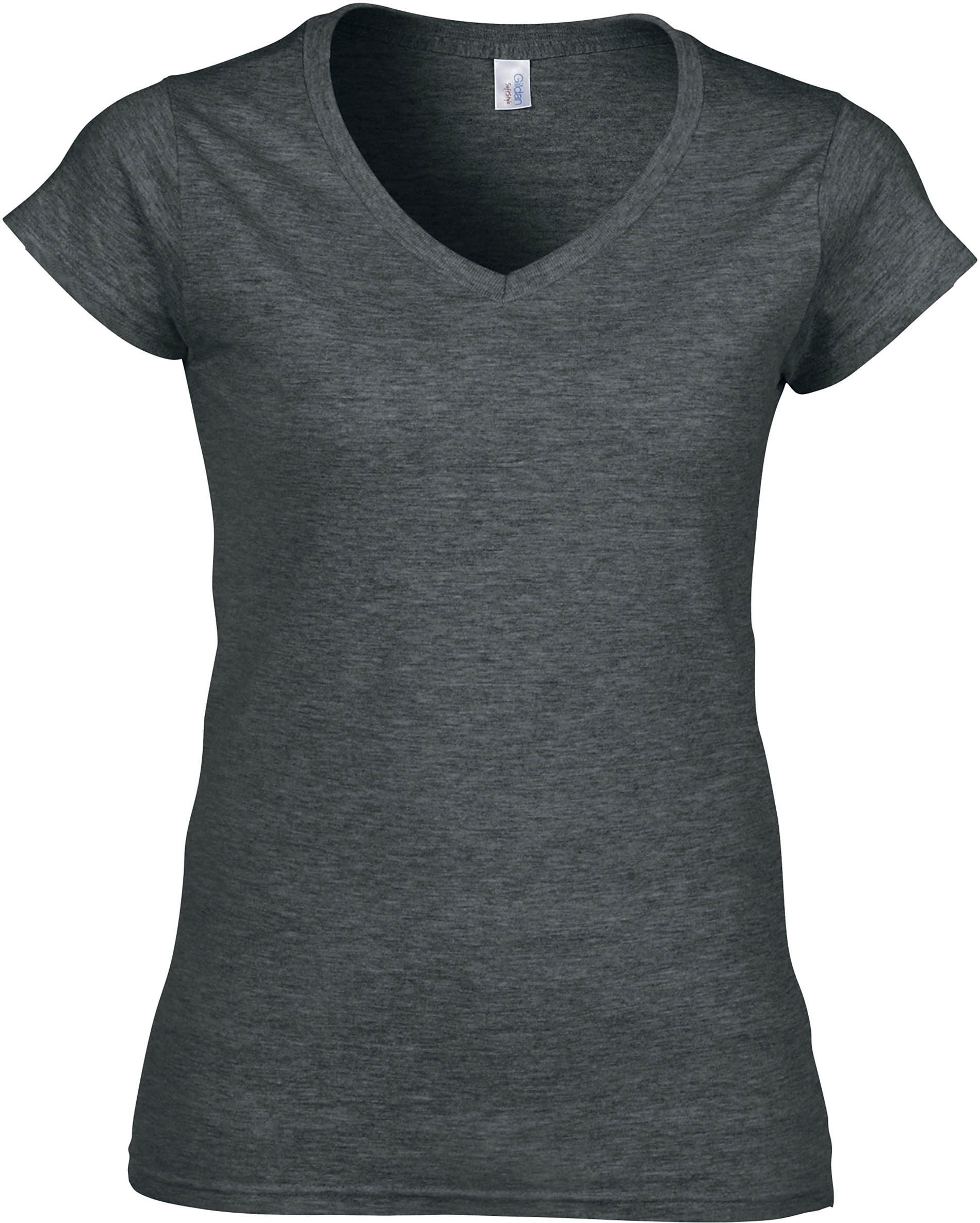 T-SHIRT FEMME COL V SOFTSTYLE Dark Heather Gris, à personnaliser avec le logo de votre club. T-SHIRT FEMME COL V SOFTSTYLE Dark Heather Gris
