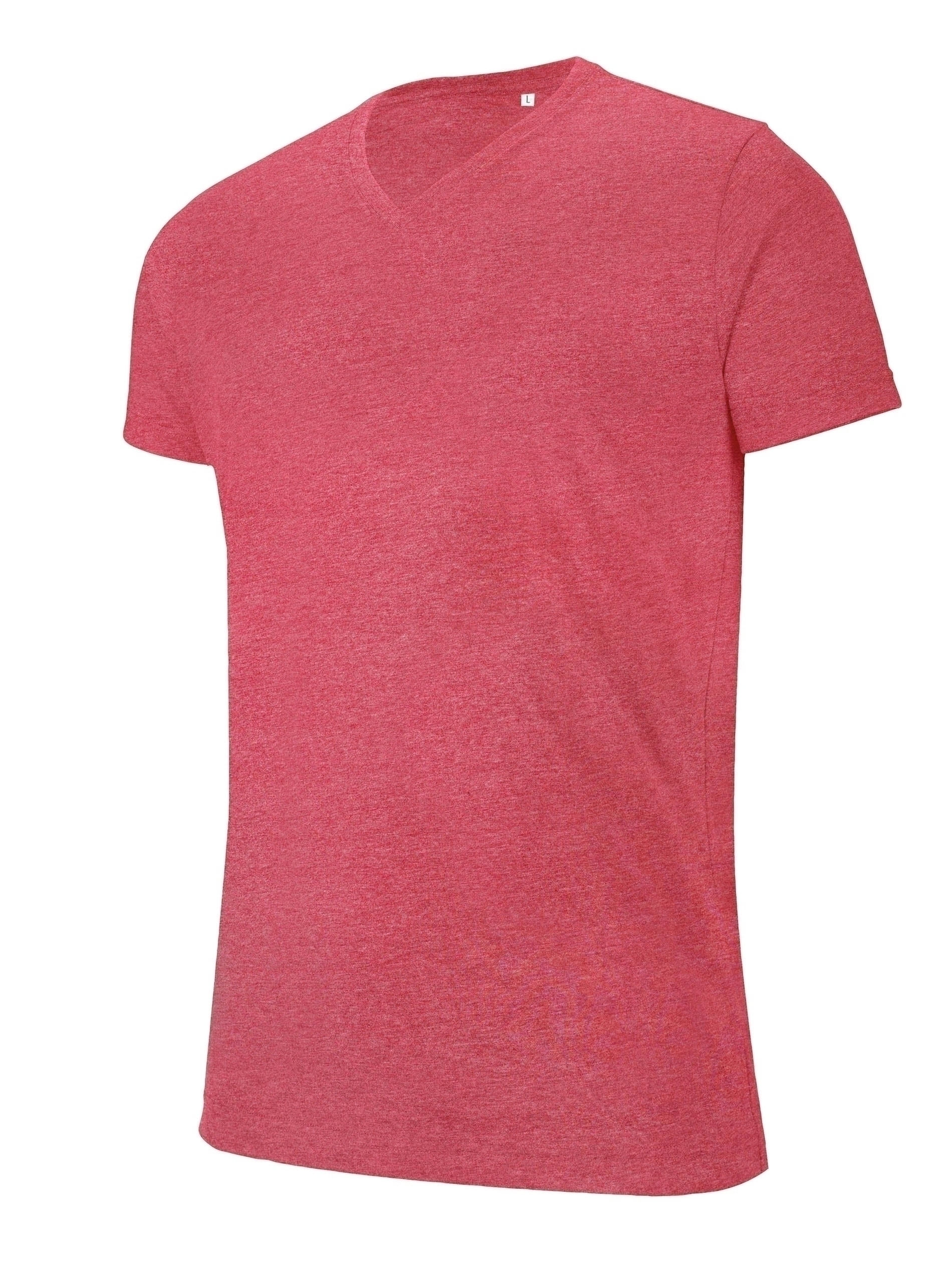 T-shirt col V manches courtes mélange Red Heather Rouge