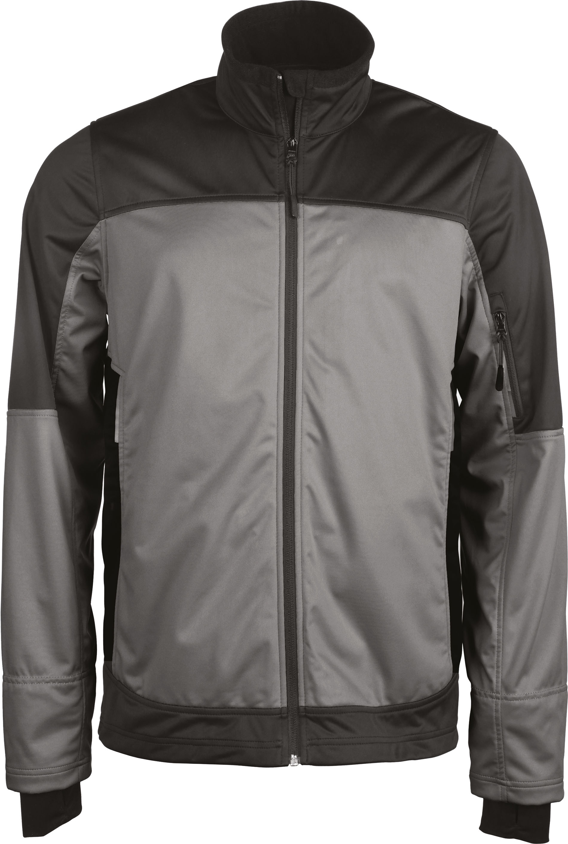 VESTE SOFTSHELL BICOLORE Titanium / Black Gris, à personnaliser avec le logo de votre club. VESTE SOFTSHELL BICOLORE Titanium / Black Gris
