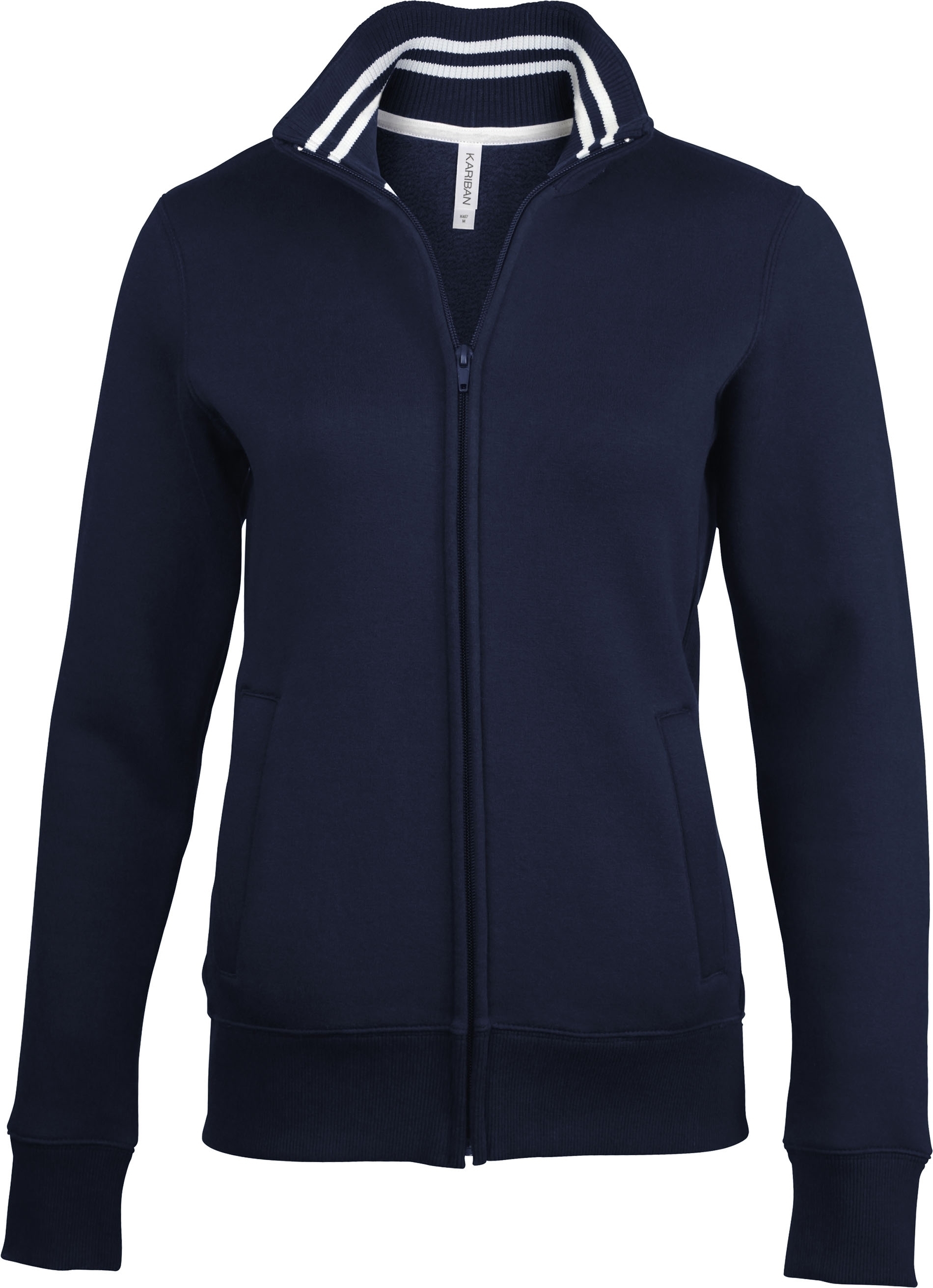 VESTE MOLLETON ZIPPÉE FEMME Navy Bleu, à personnaliser avec le logo de votre club. VESTE MOLLETON ZIPPÉE FEMME Navy Bleu