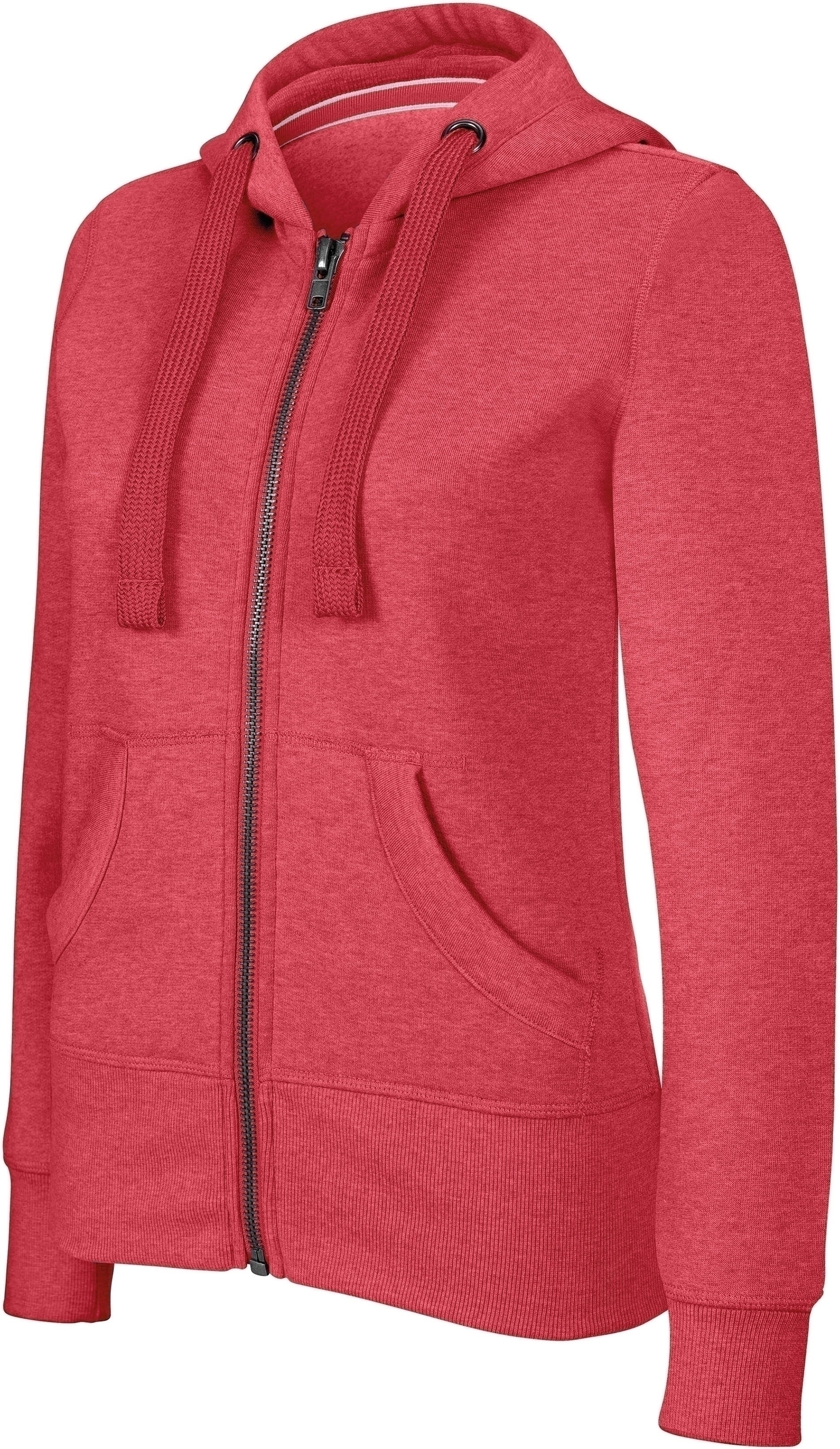 Sweat-shirt zippé capuche mélange femme Dark Red Heather Rouge, à personnaliser avec le logo de votre club. Sweat-shirt zippé capuche mélange femme Dark Red Heather Rouge