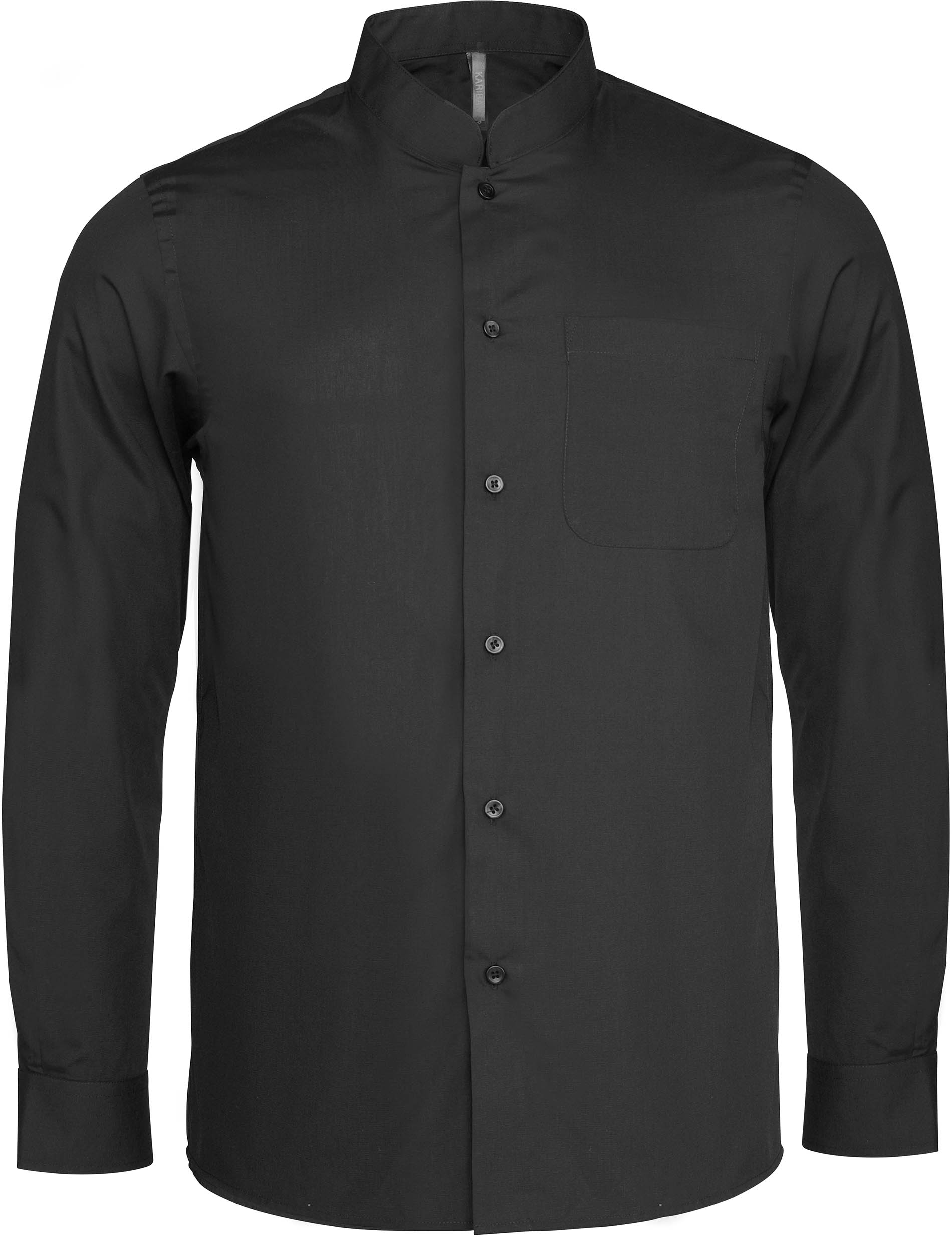 CHEMISE COL MAO MANCHES LONGUES Noir Black, à personnaliser avec le logo de votre club. CHEMISE COL MAO MANCHES LONGUES Noir Black