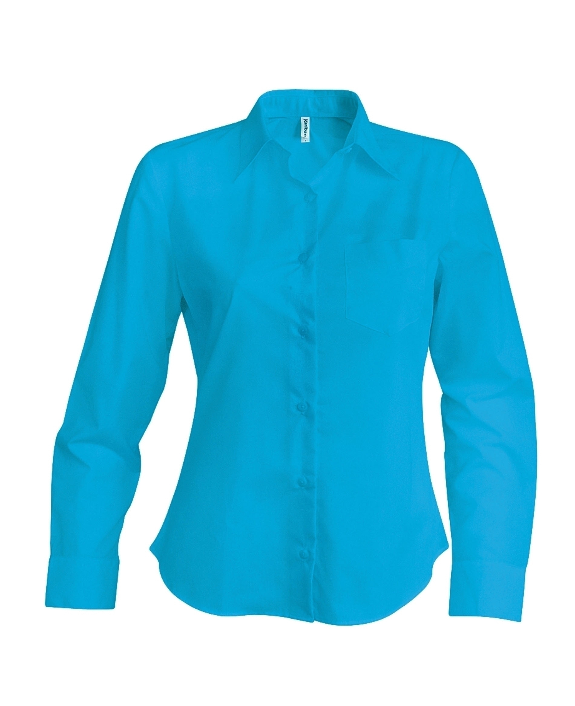 Jessica > chemise manches longues femme Bright Turquoise Bleu, à personnaliser avec le logo de votre club. Jessica > chemise manches longues femme Bright Turquoise Bleu