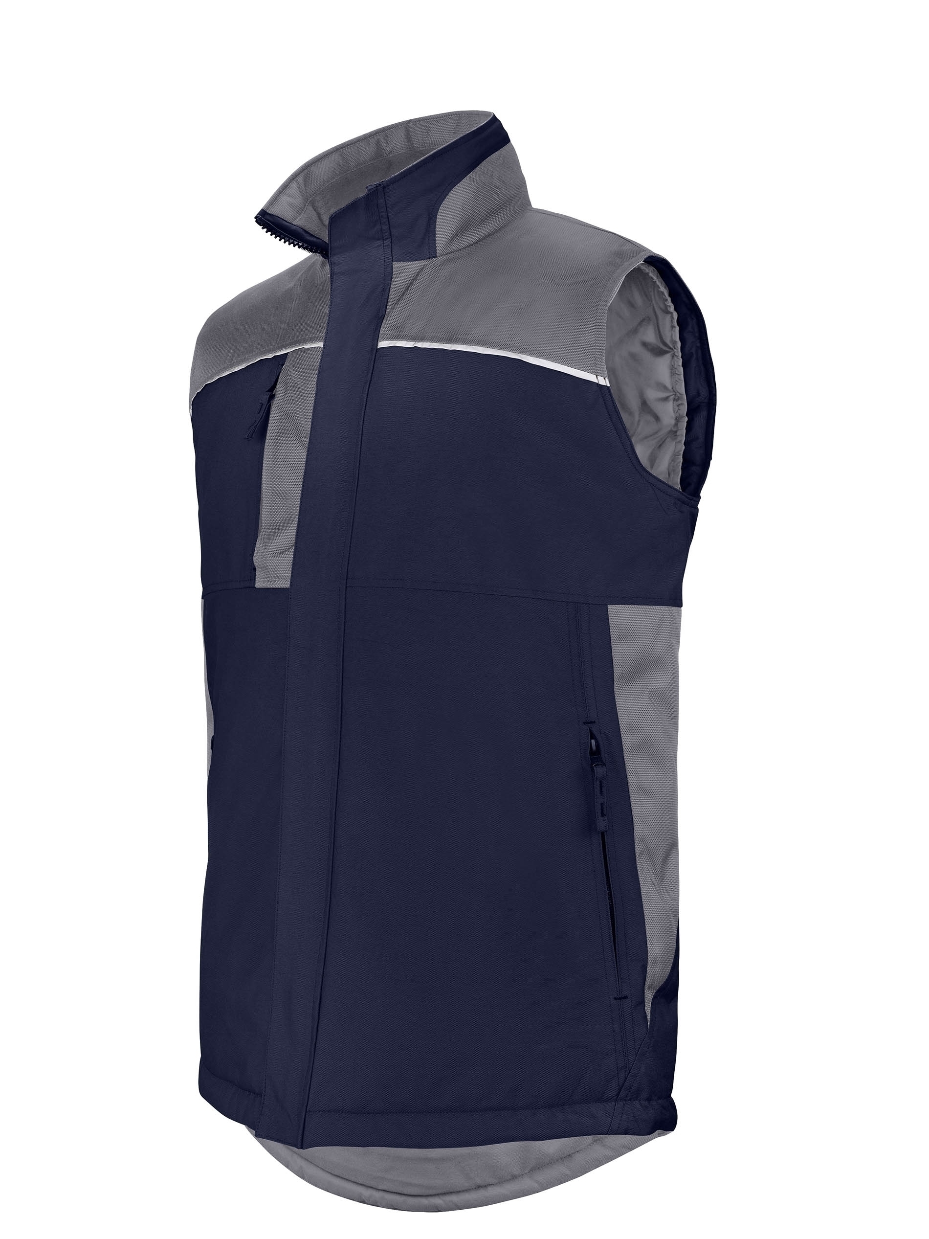 Bodywarmer workwear matelassé Navy / Convoy Grey Bleu, à personnaliser avec le logo de votre club. Bodywarmer workwear matelassé Navy / Convoy Grey Bleu