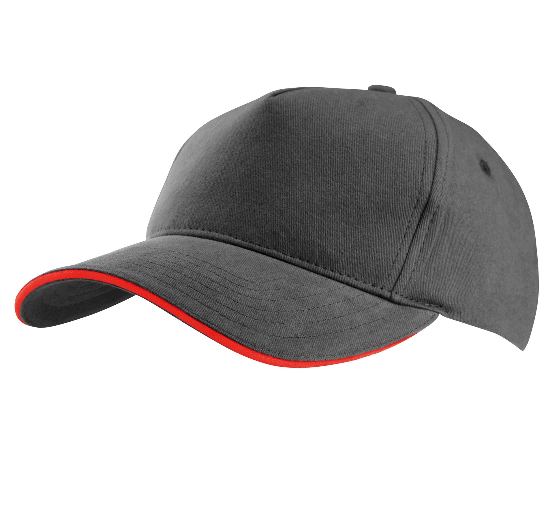 CASQUETTE AVEC SANDWICH CONTRASTÉ - 5 PANNEAUX Slate Grey / Red Gris, à personnaliser avec le logo de votre club. CASQUETTE AVEC SANDWICH CONTRASTÉ - 5 PANNEAUX Slate Grey / Red Gris