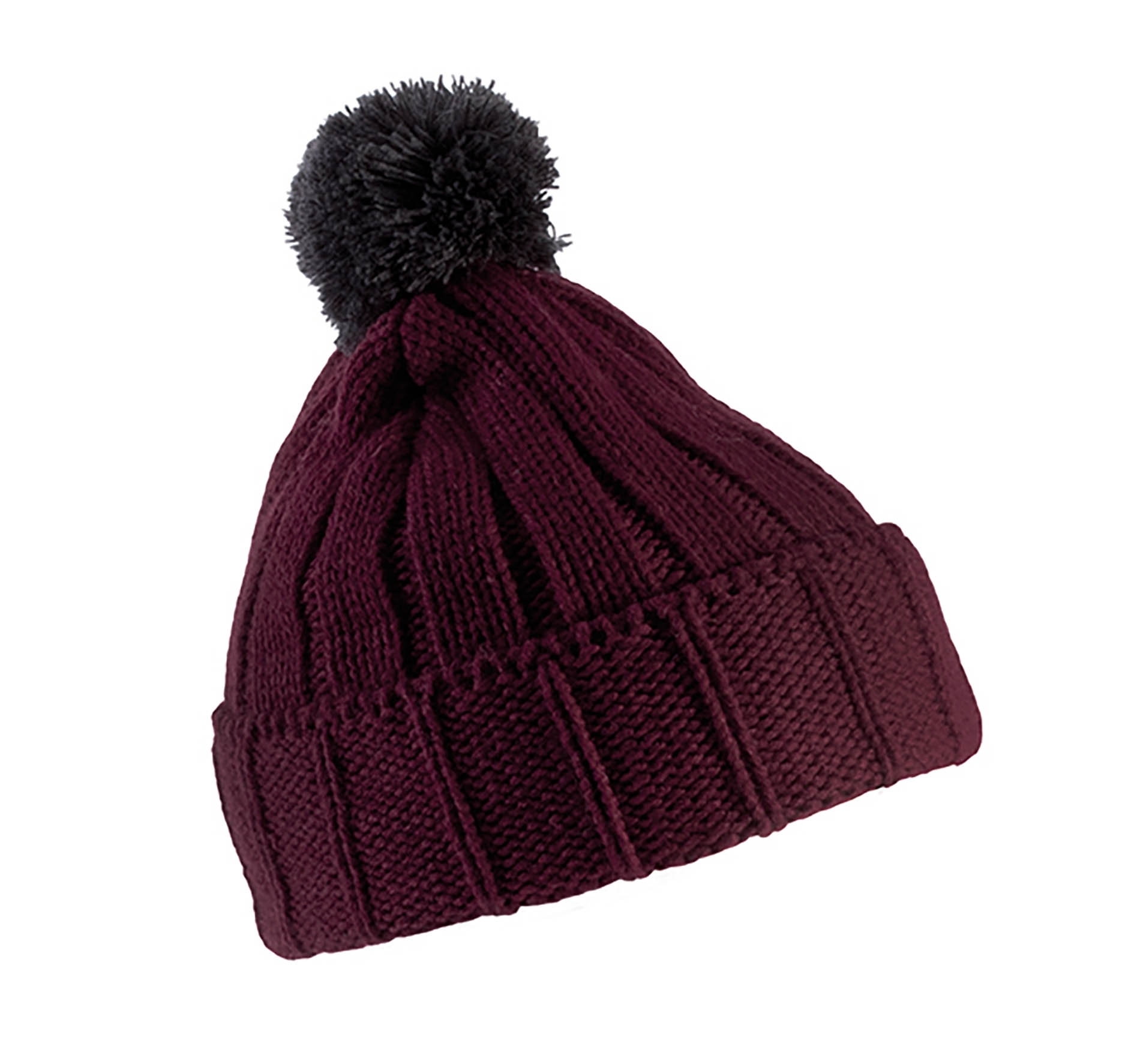 BONNET A POMPON Burgundy / Dark Grey Bordeaux, à personnaliser avec le logo de votre club. BONNET A POMPON Burgundy / Dark Grey Bordeaux