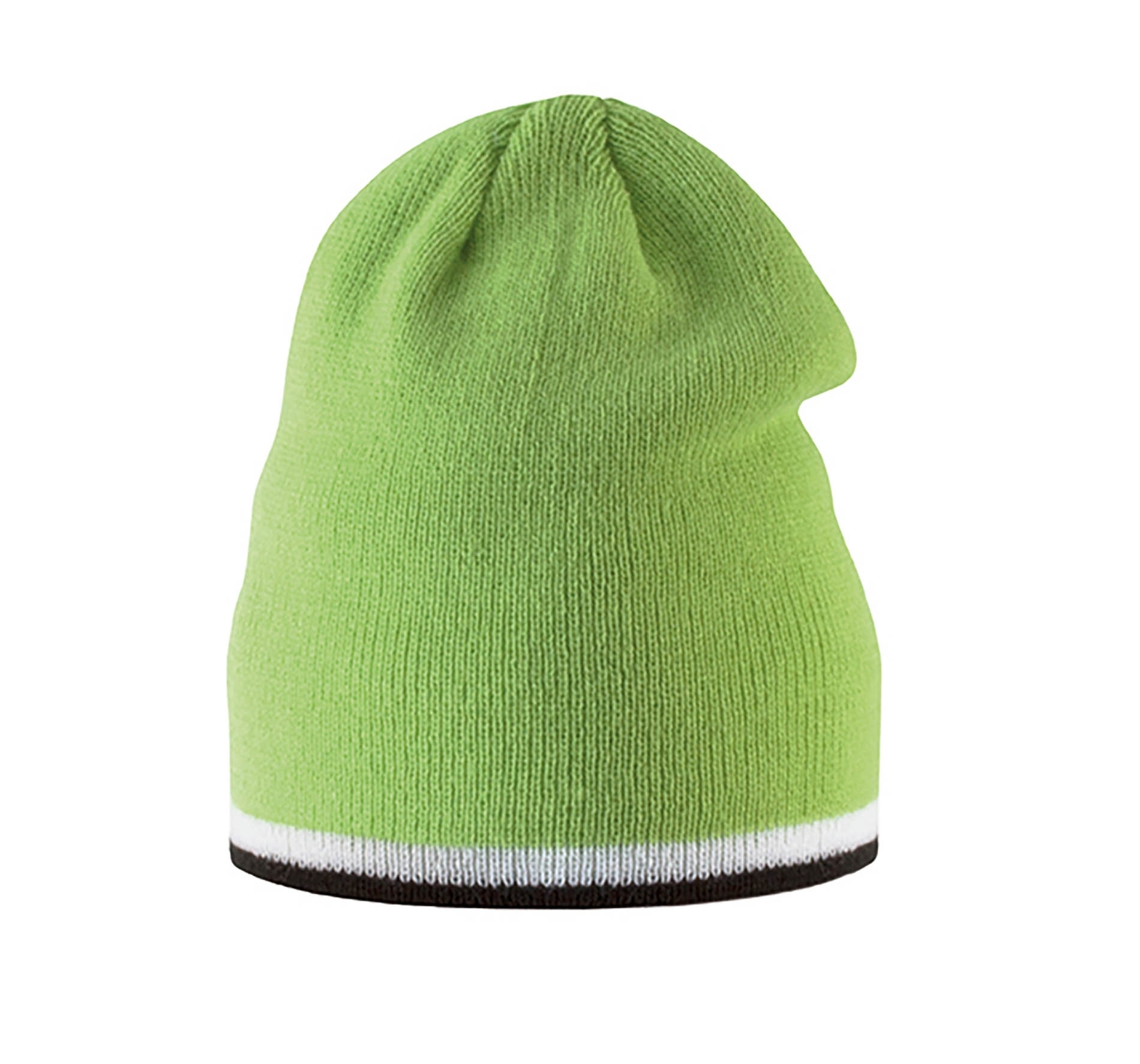 BONNET ENFANT AVEC BANDE BICOLORE CONTRASTÉE Lime / White / Black Vert, à personnaliser avec le logo de votre club. BONNET ENFANT AVEC BANDE BICOLORE CONTRASTÉE Lime / White / Black Vert