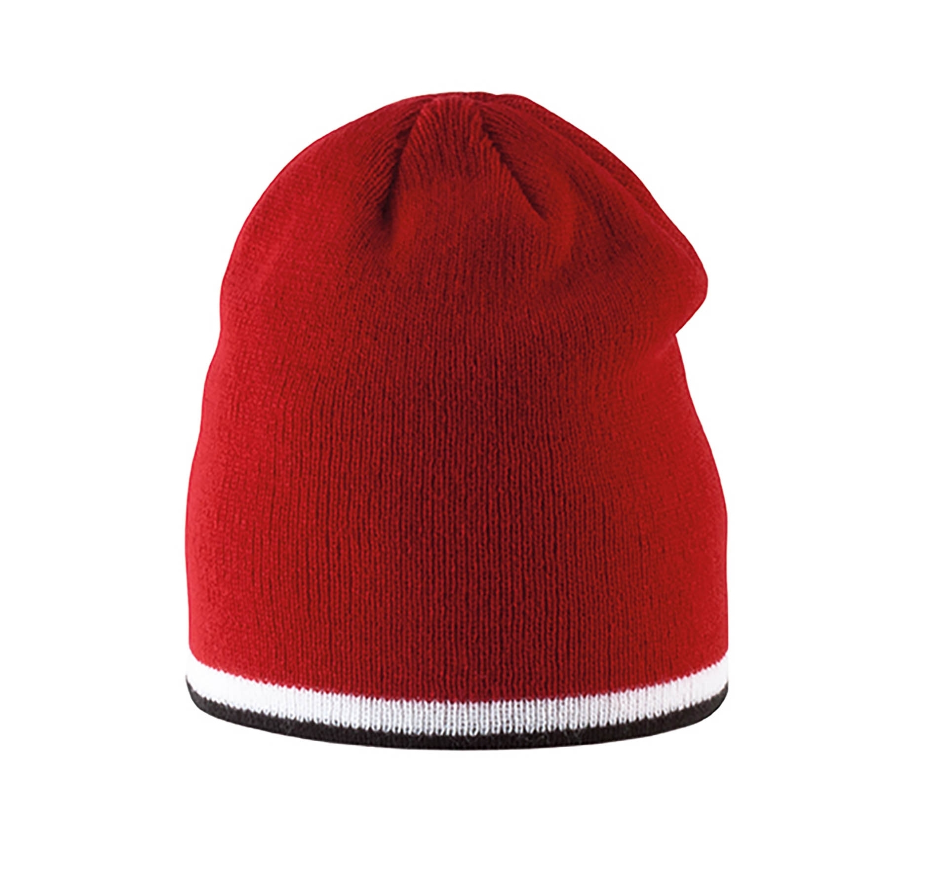 BONNET ENFANT AVEC BANDE BICOLORE CONTRASTÉE Red / White / Black Rouge, à personnaliser avec le logo de votre club. BONNET ENFANT AVEC BANDE BICOLORE CONTRASTÉE Red / White / Black Rouge