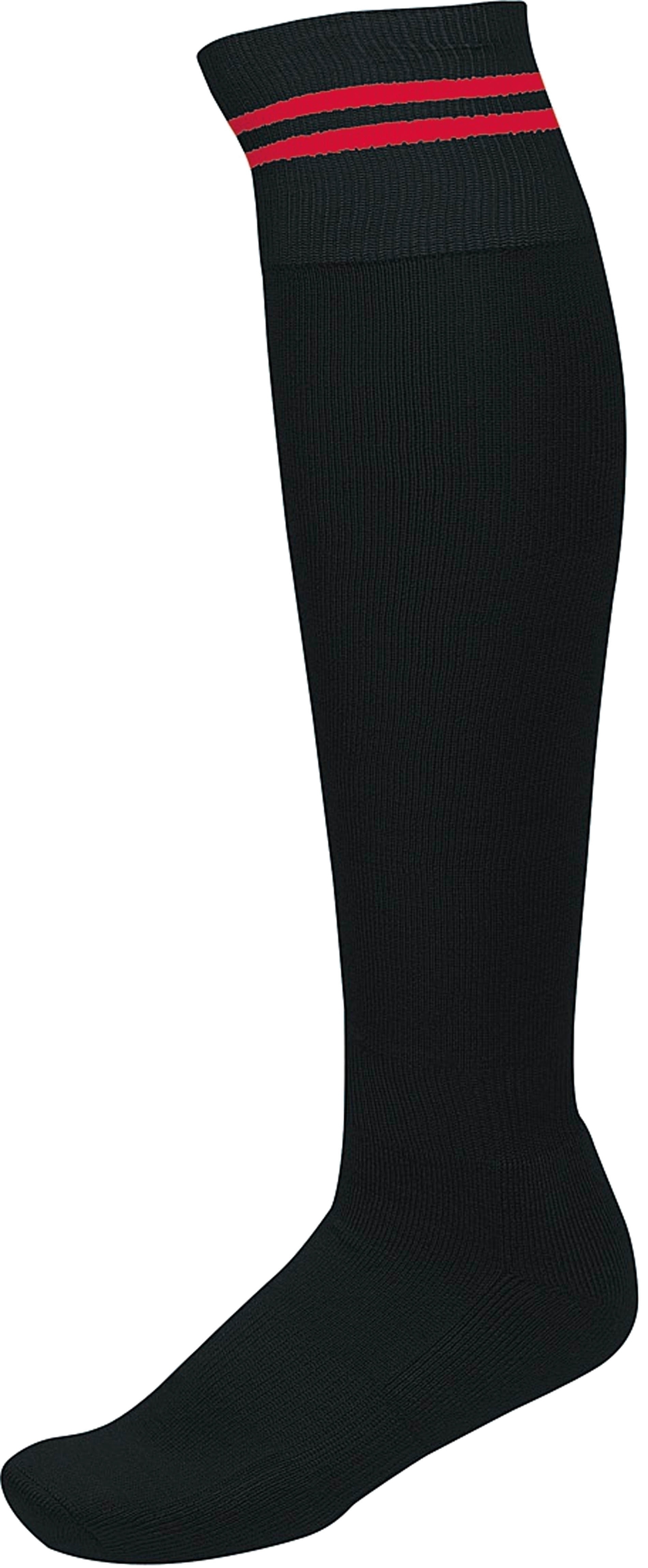 CHAUSSETTES DE SPORT RAYÉES Black / Sporty Red Noir, à personnaliser avec le logo de votre club. CHAUSSETTES DE SPORT RAYÉES Black / Sporty Red Noir