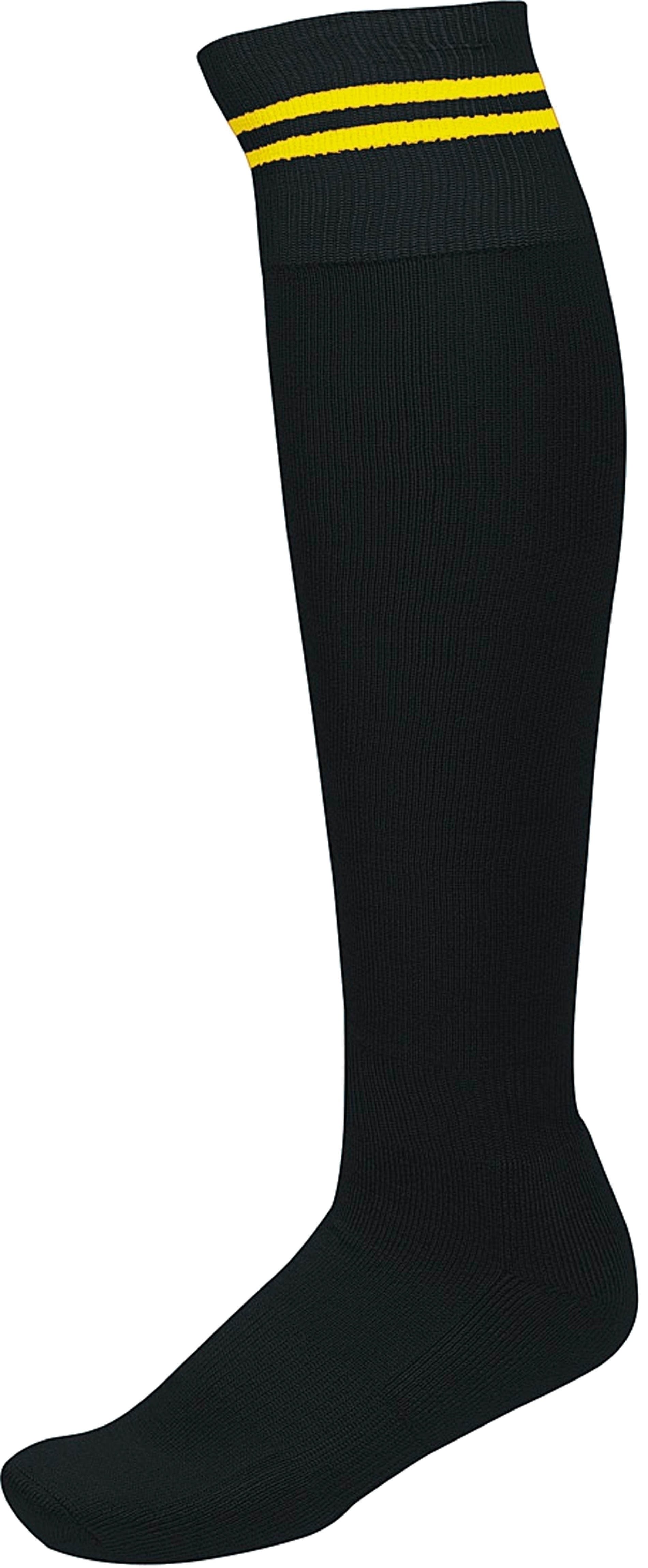 CHAUSSETTES DE SPORT RAYÉES Black / Sporty Yellow Noir, à personnaliser avec le logo de votre club. CHAUSSETTES DE SPORT RAYÉES Black / Sporty Yellow Noir