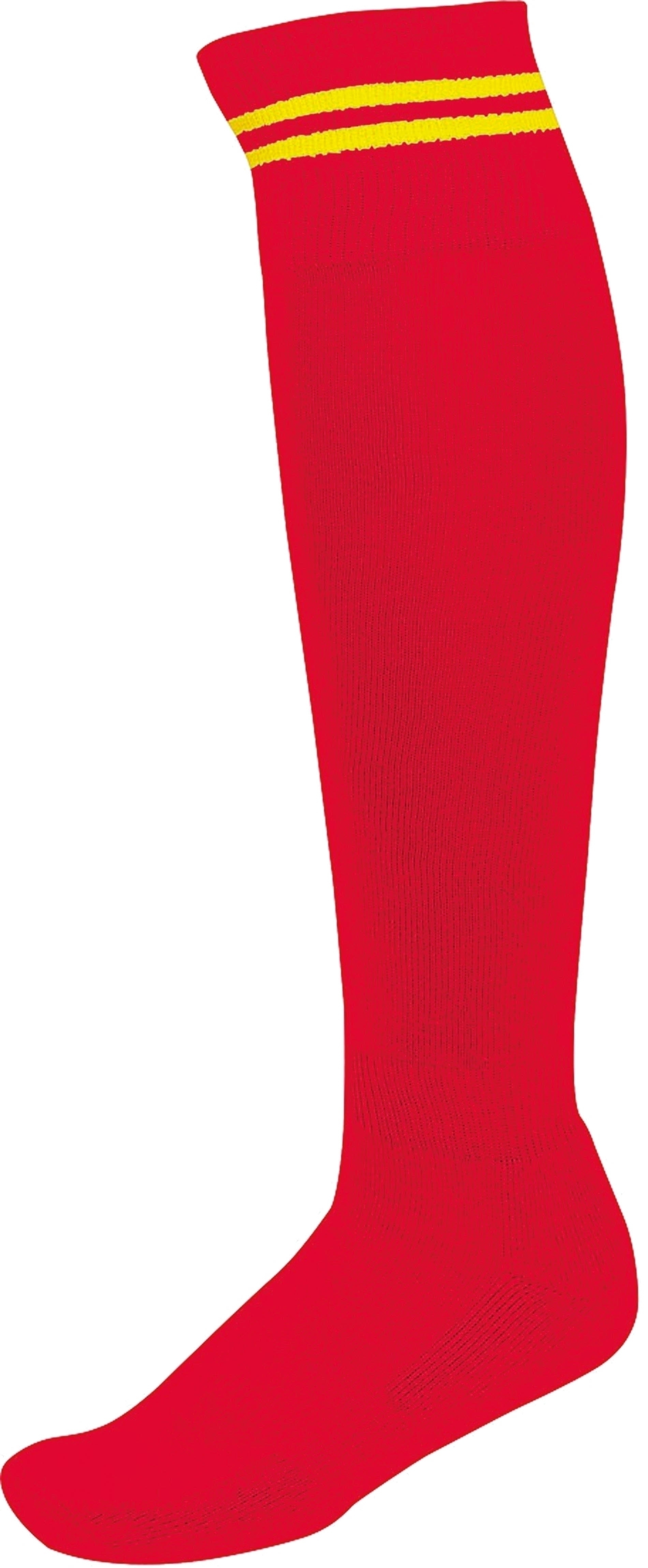 CHAUSSETTES DE SPORT RAYÉES Sporty Red / Sporty Yellow Rouge, à personnaliser avec le logo de votre club. CHAUSSETTES DE SPORT RAYÉES Sporty Red / Sporty Yellow Rouge