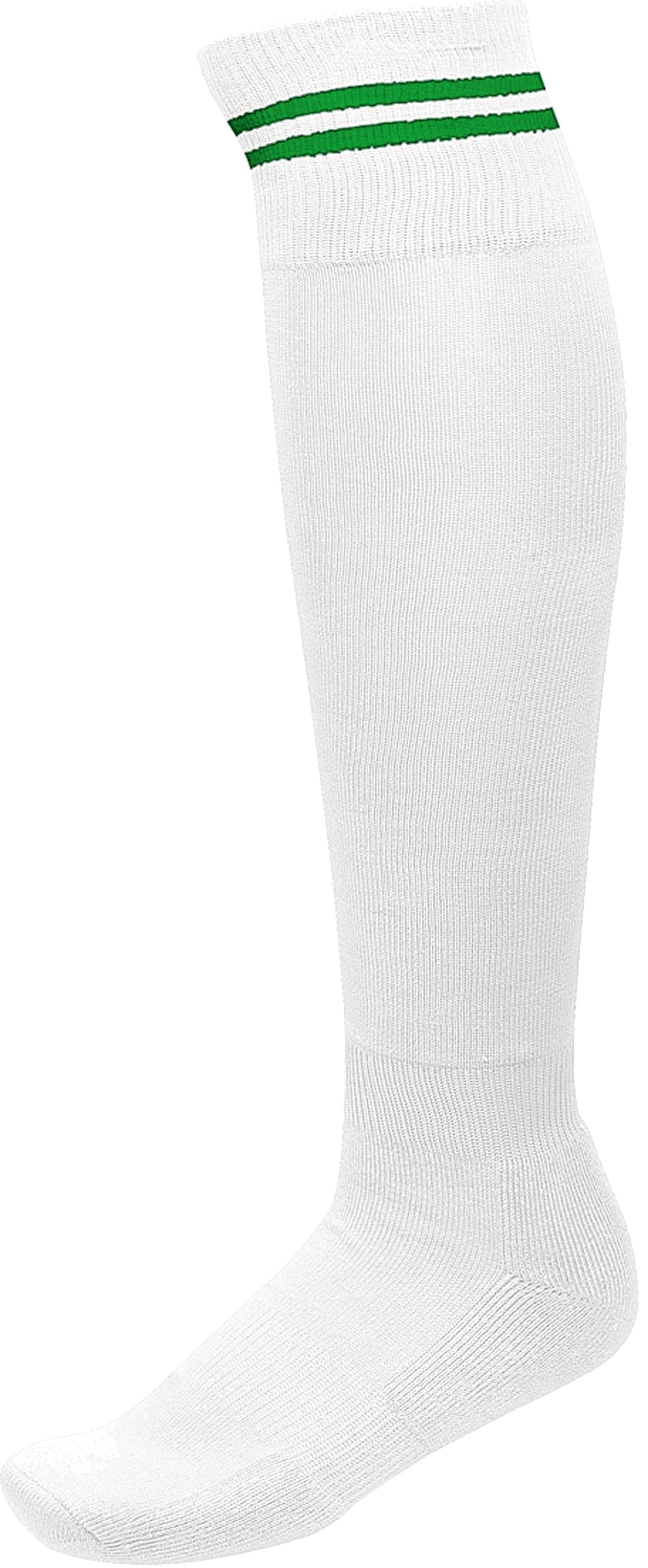 CHAUSSETTES DE SPORT RAYÉES White / Sporty Kelly Green Blanc, à personnaliser avec le logo de votre club. CHAUSSETTES DE SPORT RAYÉES White / Sporty Kelly Green Blanc